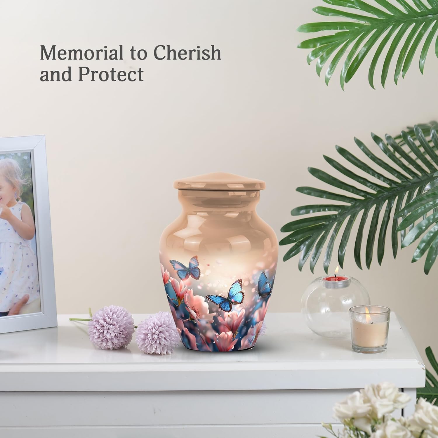 Butterflies in Blossoms 3 Inch Urn Set of 2