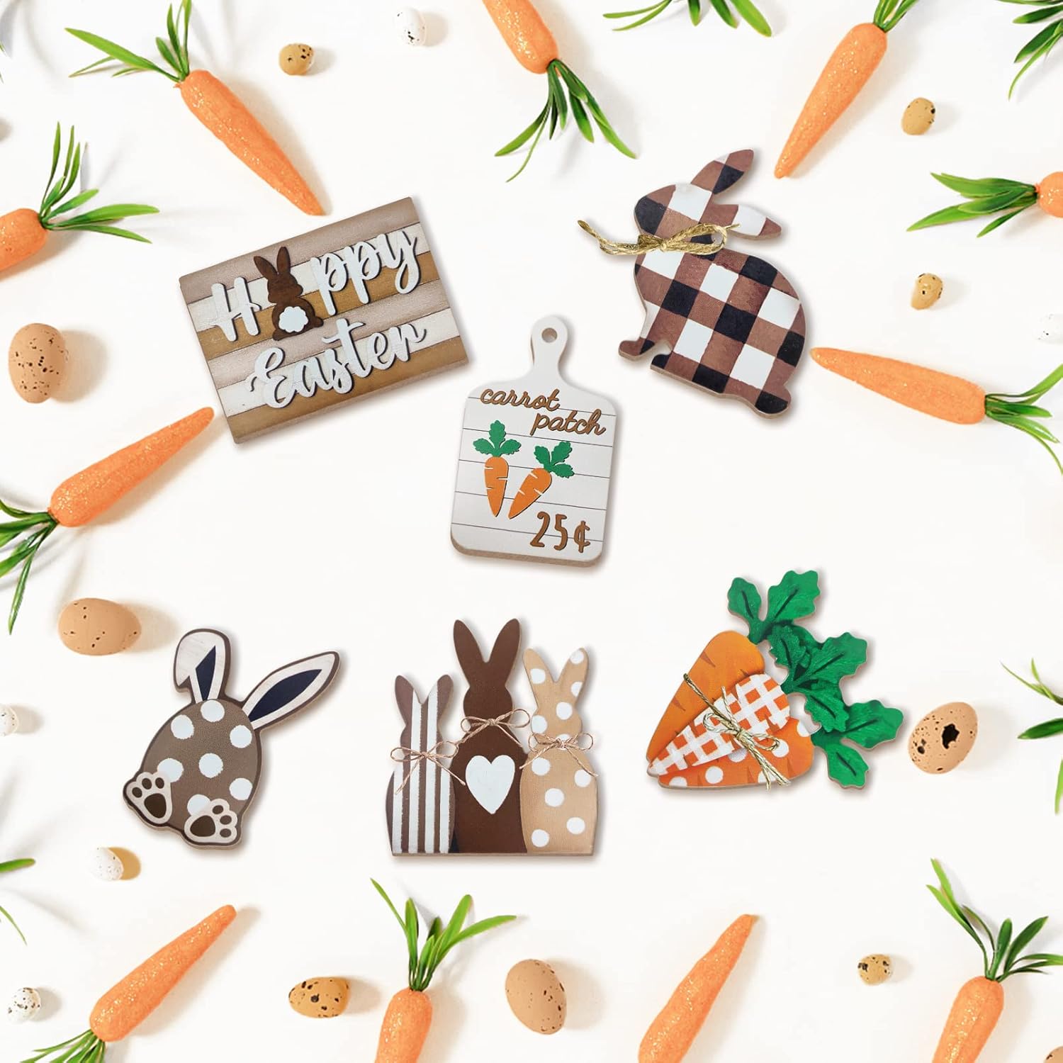 Easter Bunny Tiered Tray Decor Set 6 Pcs