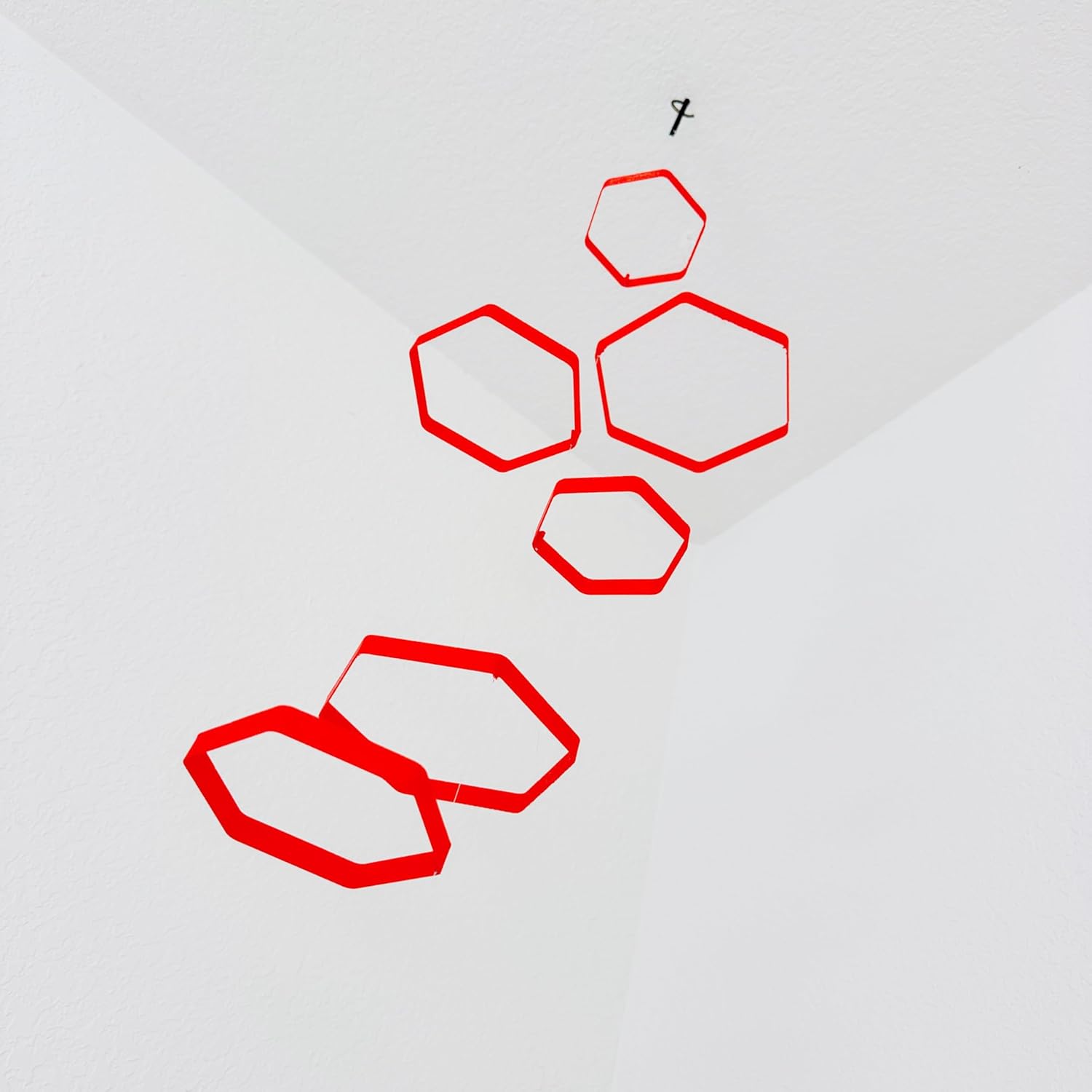 Hex Hanging Mobile Customizable Modern Art in Vibrant Red