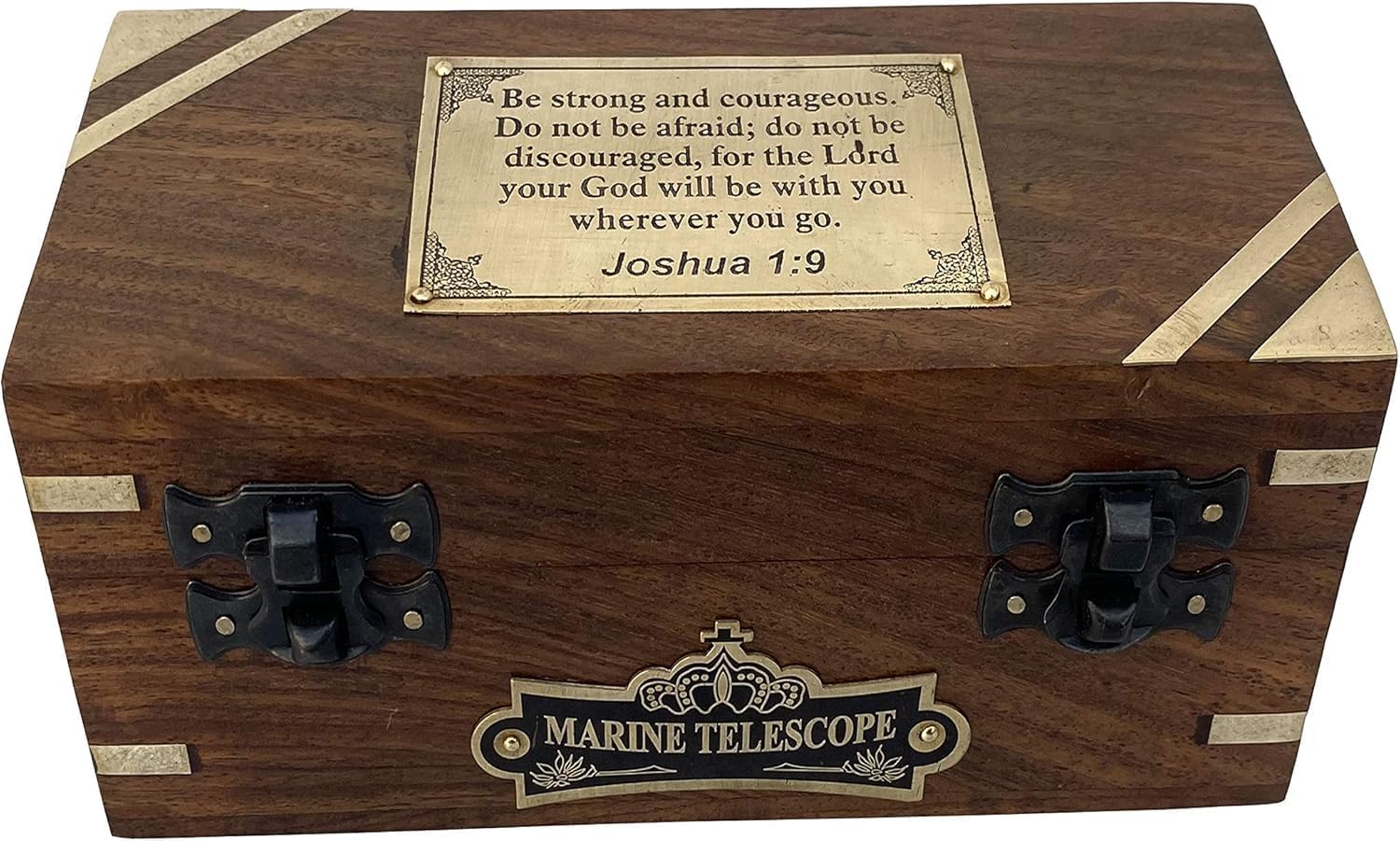 Vintage Nautical Brass Telescope with Wooden Box