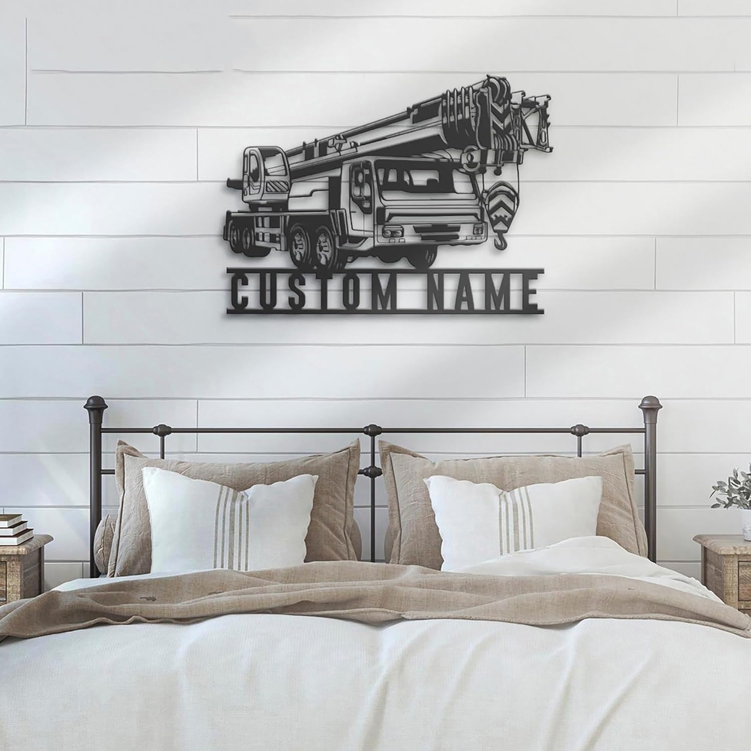 Custom Mobile Crane Truck Driver Metal Wall Art LED Light Personalized Sign