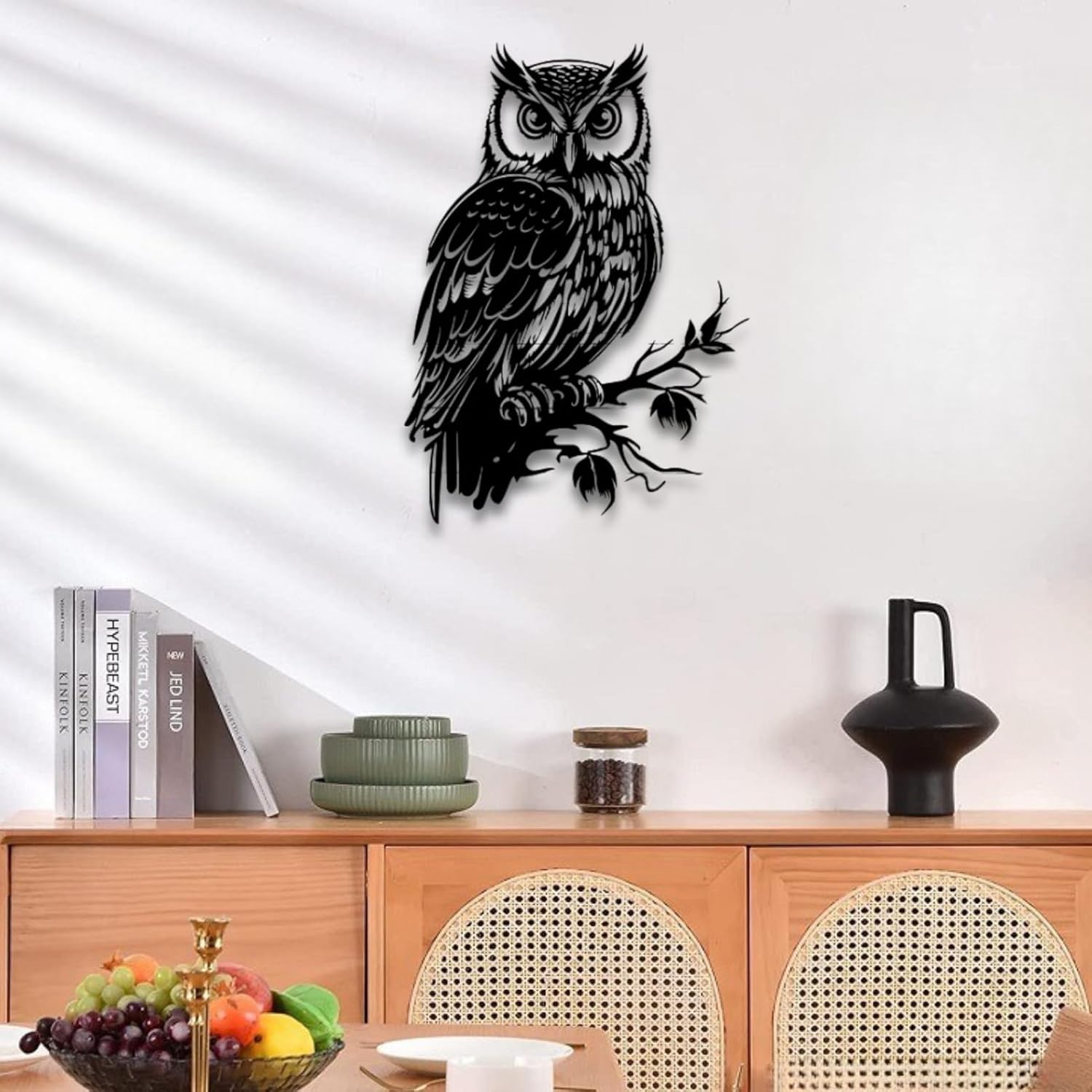 Sturdy Metal Owl Wall Sculpture 33X47 Decor