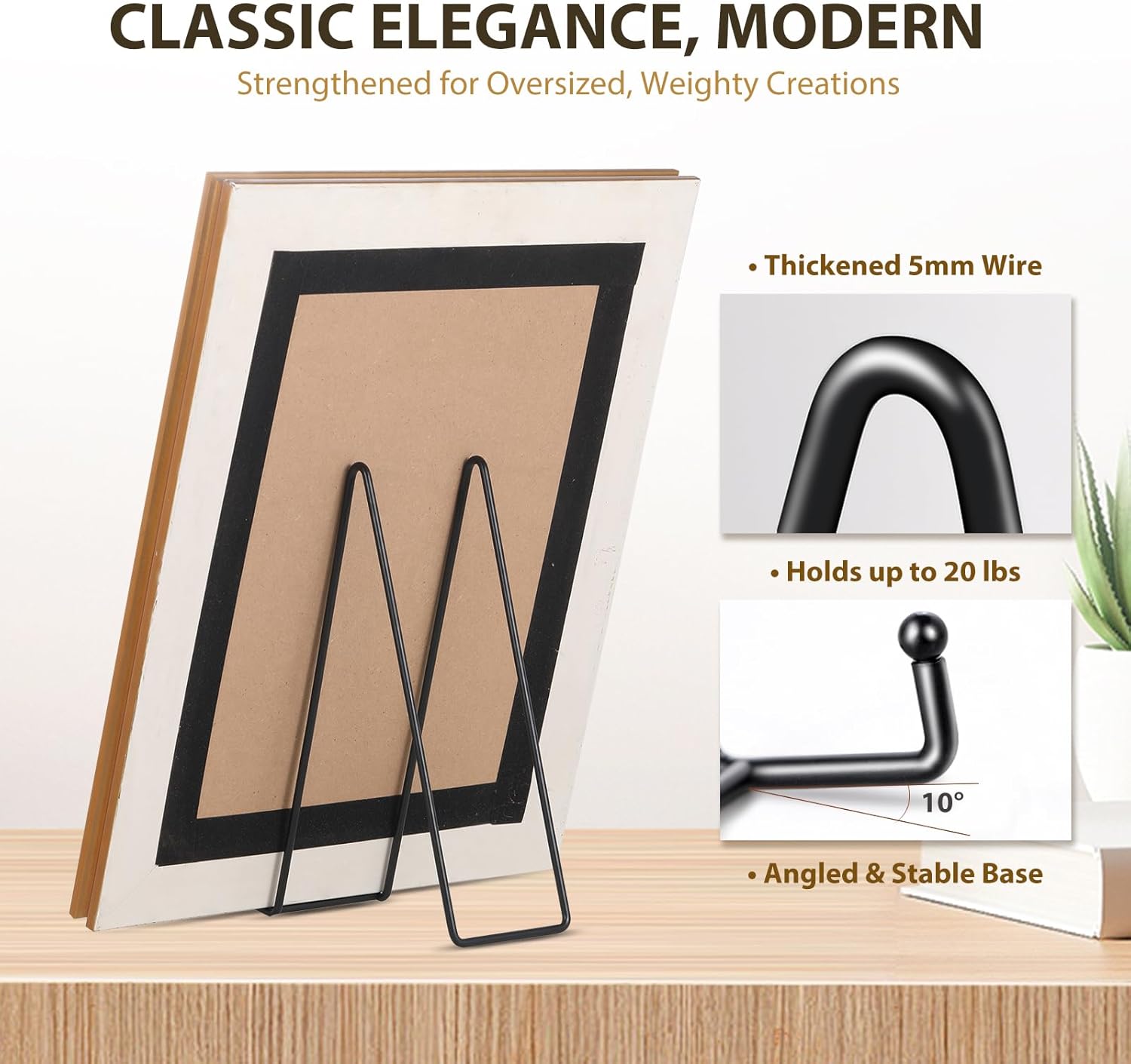 12 Inch Oversized Plate Display Stand - 2 Pack Black Metal Easel