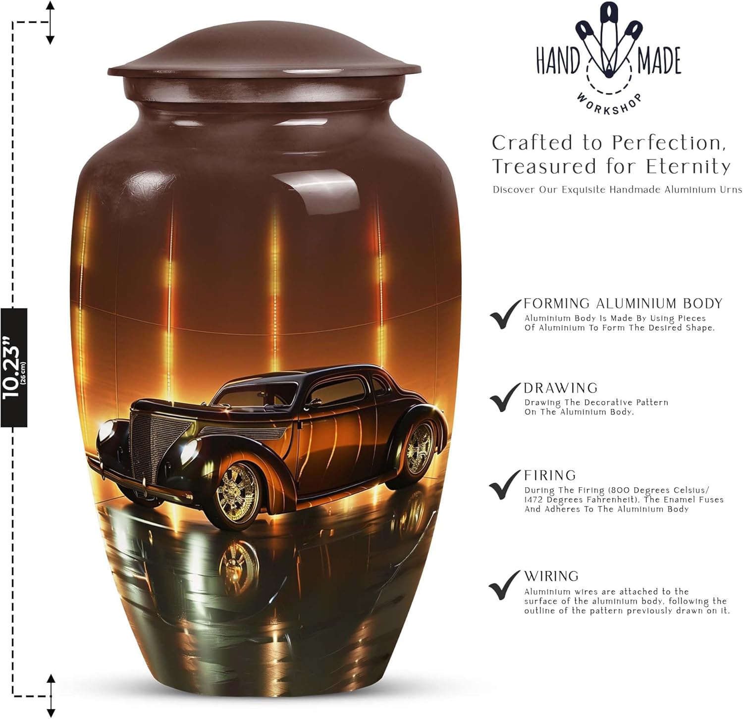 Golden Era Glow Classic Car Urn for Adult Ashes