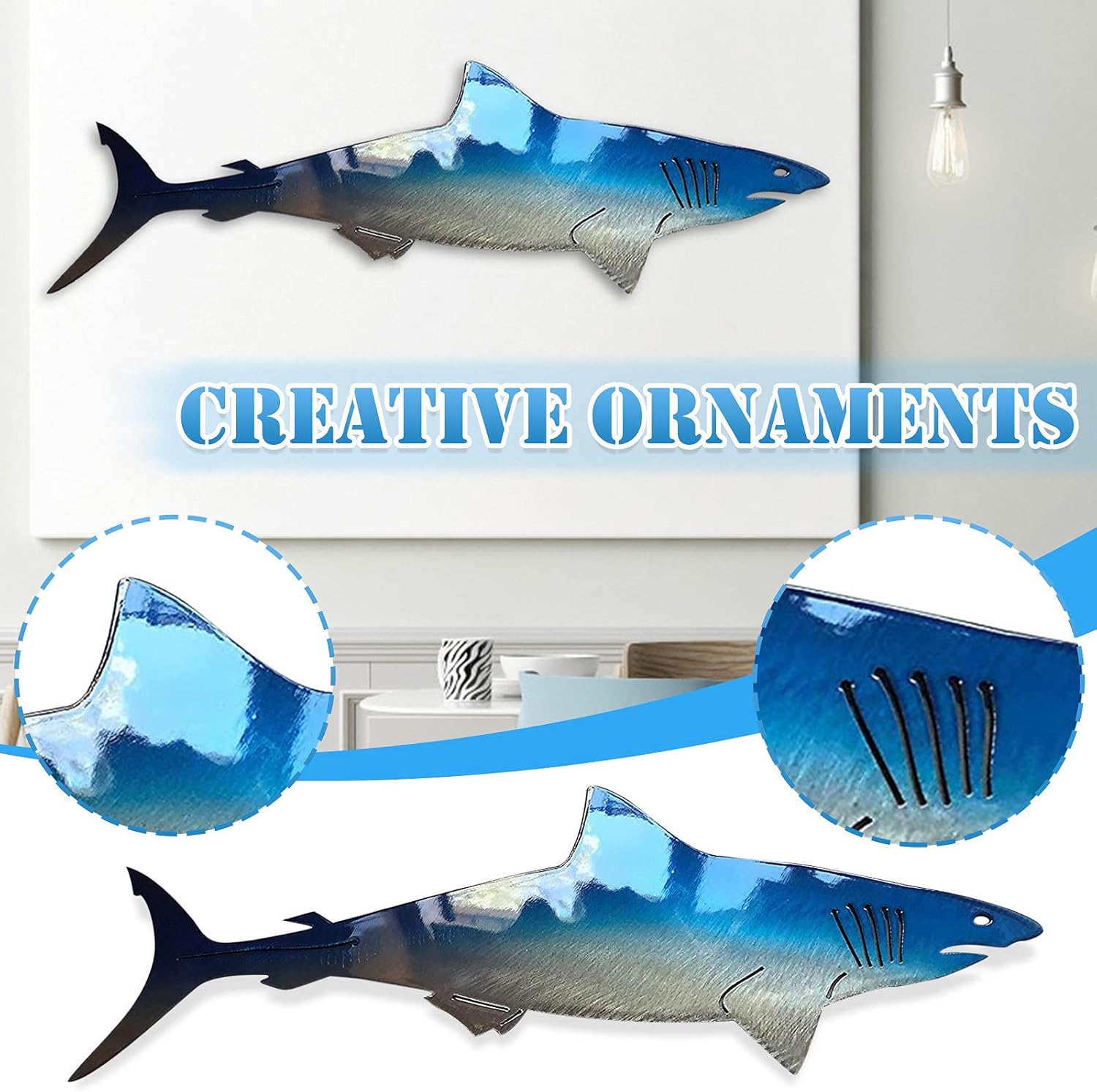Oceanmapsa Metal Shark Wall Art Decor 20 in
