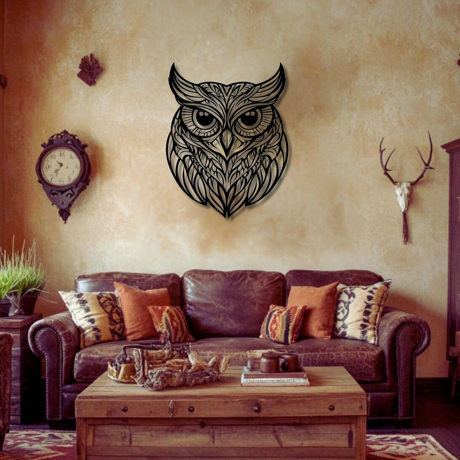 Flewfar Metal Wall Art Owl Sculpture