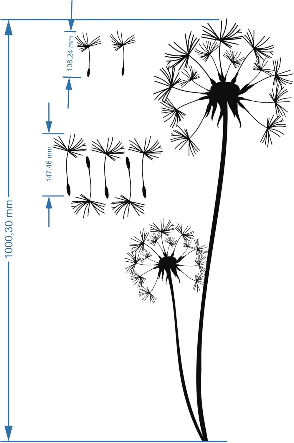 DEKADRON Metal Wall Art Pusteblume with Flying Seeds