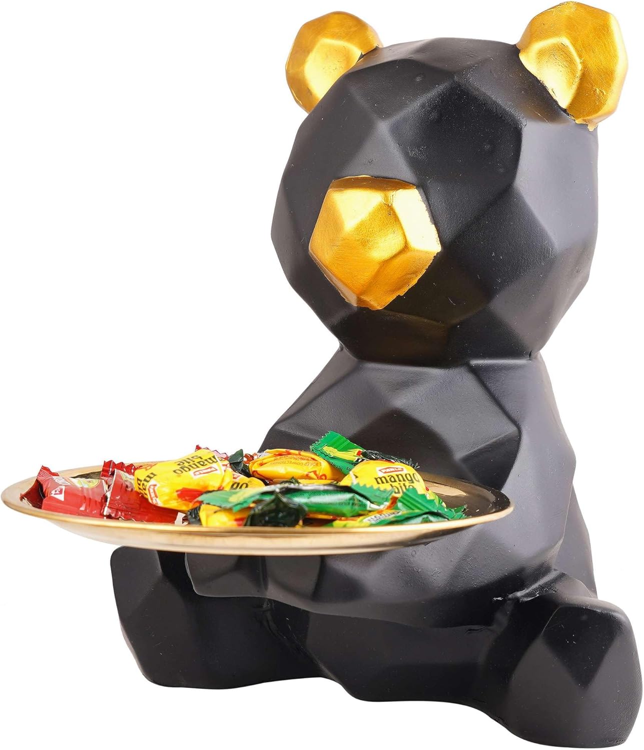 Resin Cool Dog Sculpture with Plate for Home Decor