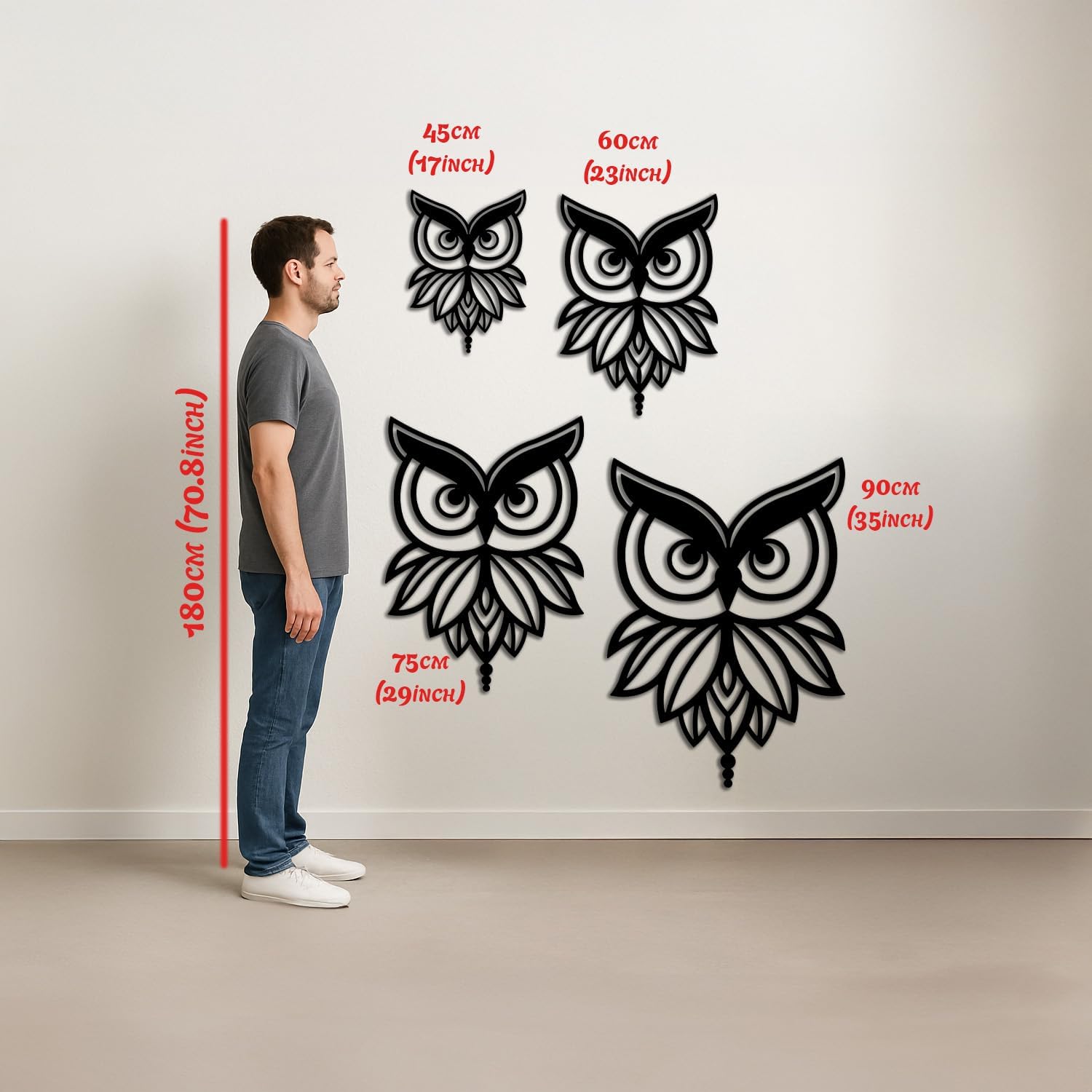 BONPERLA Abstract Owl Wall Sculpture - Modern Metal Art