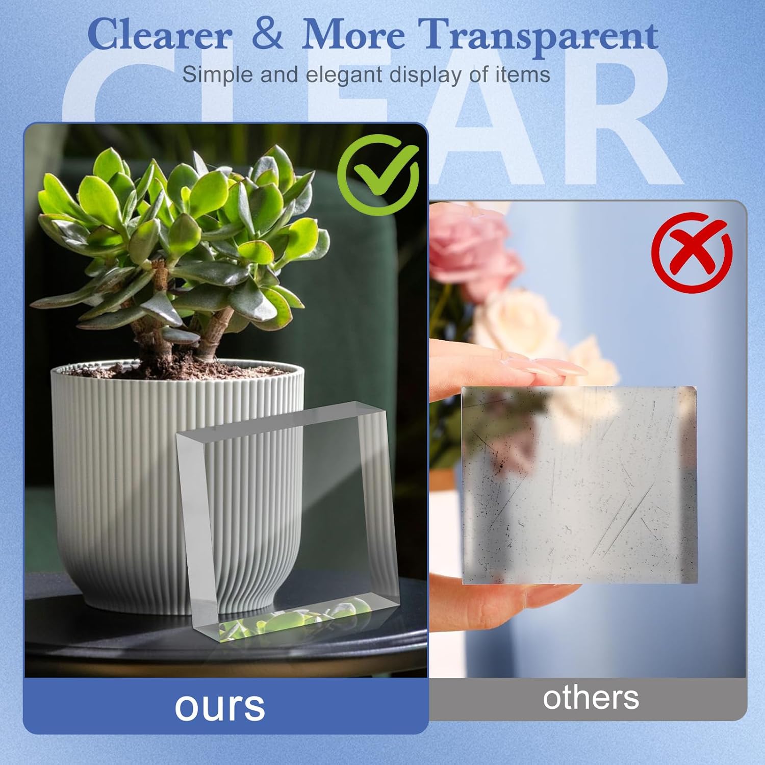 SAMYUCHO Acrylic Display Blocks 4 Pcs Clear Cube Riser Stand