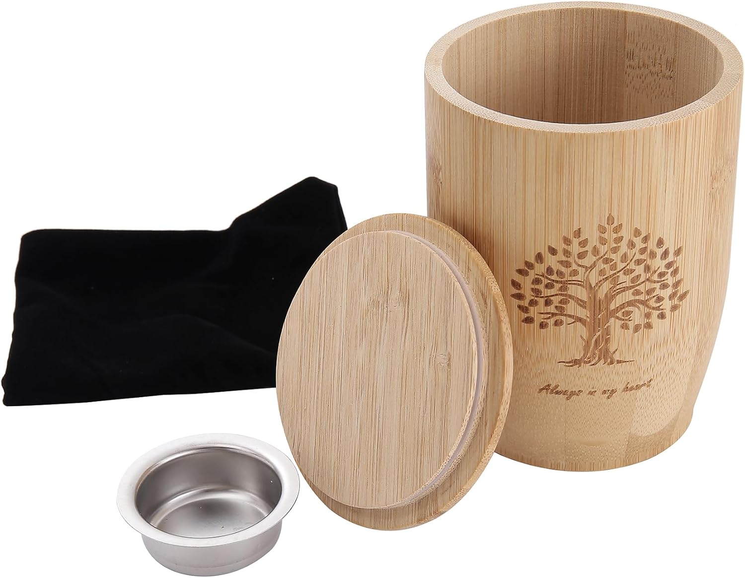 Bamboo Cremation Urn with Candle Holder