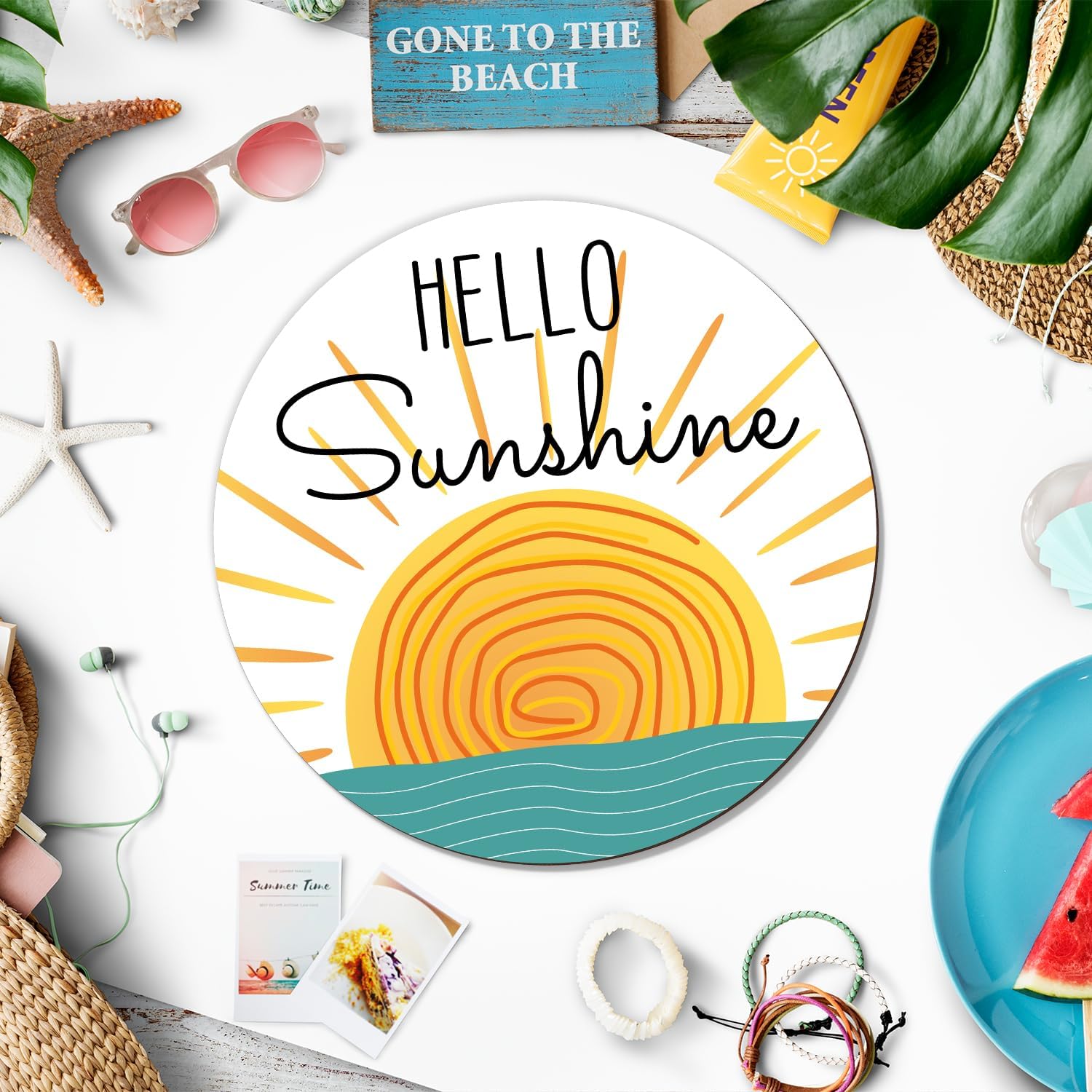 Hello Sunshine Wooden Door Hanging Sign for Summer