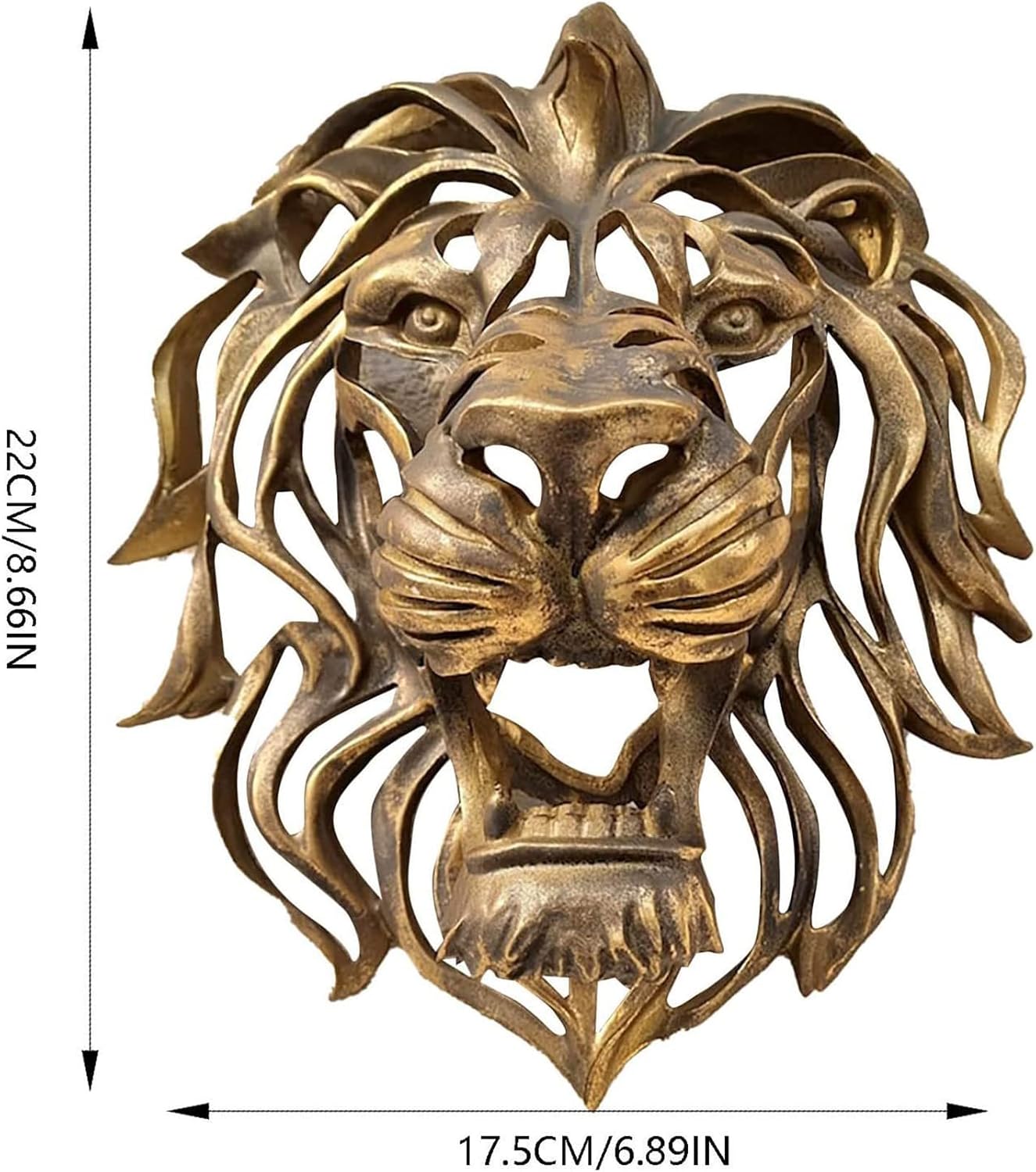 LEVDRO Gold Lion Head Wall Sculpture 2Pcs