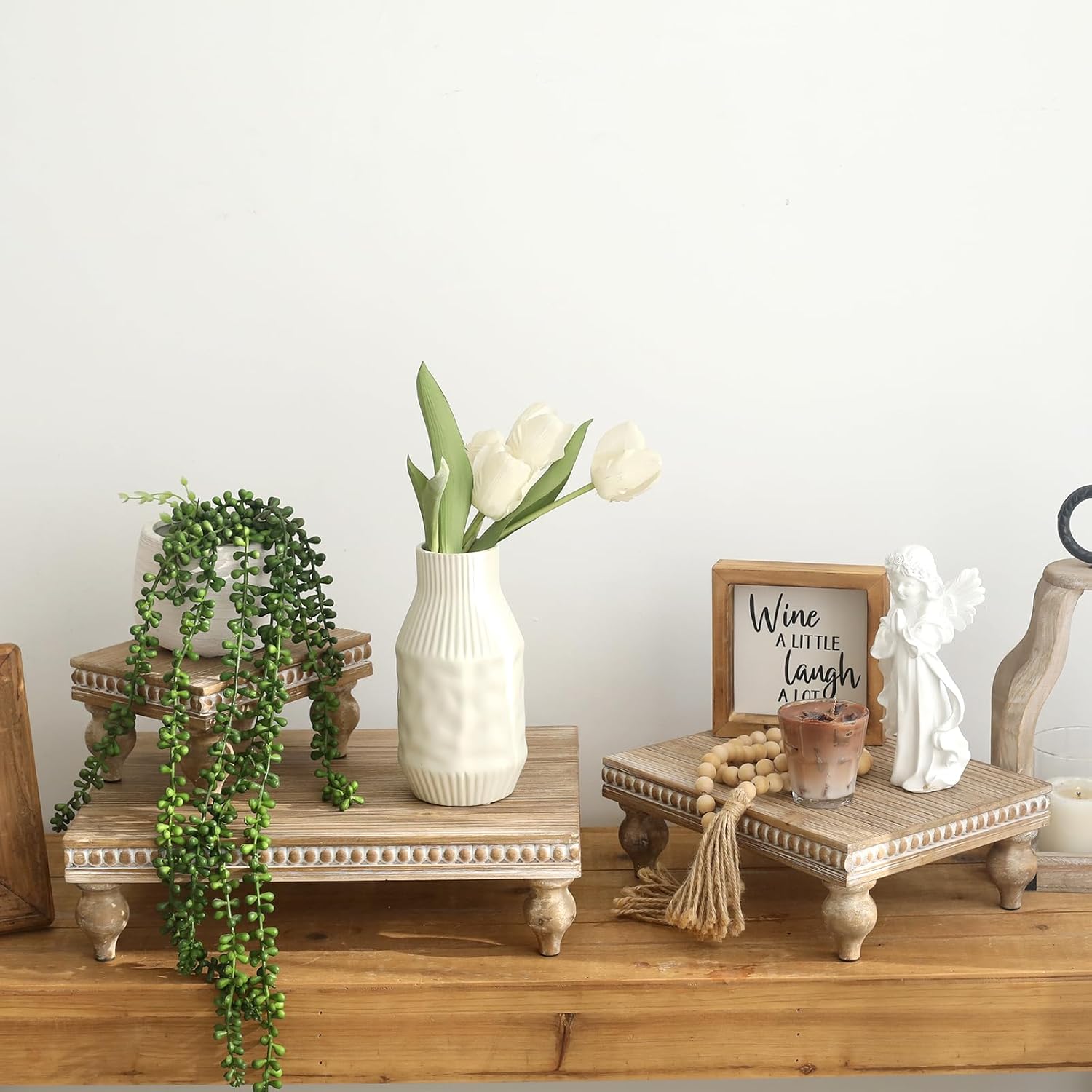 SwallowLiving Wooden Riser Set of 3 Natural