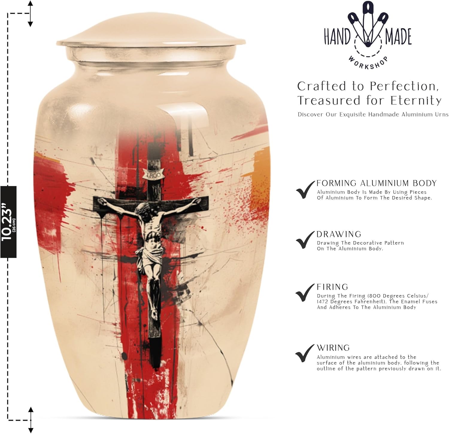 Jesus Cross Urn - Large Cremation Urn for Adult Ashes