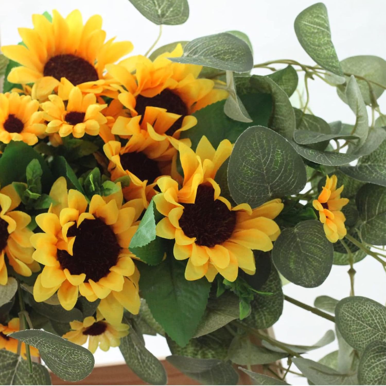 DCQRY Artificial Sunflower Swag with Eucalyptus