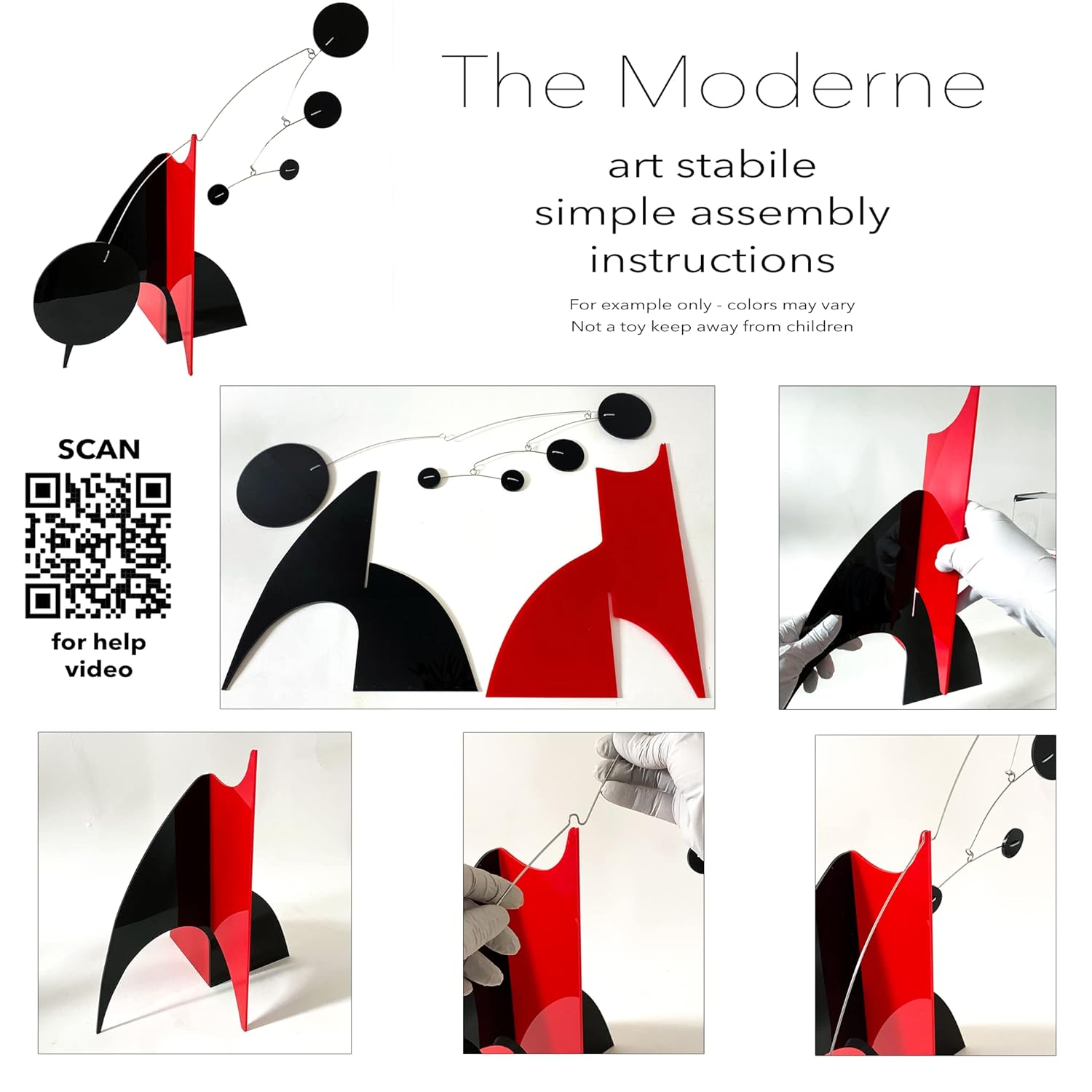 The Moderne Art Stabile in Clear Red 18x16 Tabletop Kinetic Mobile Sculpture