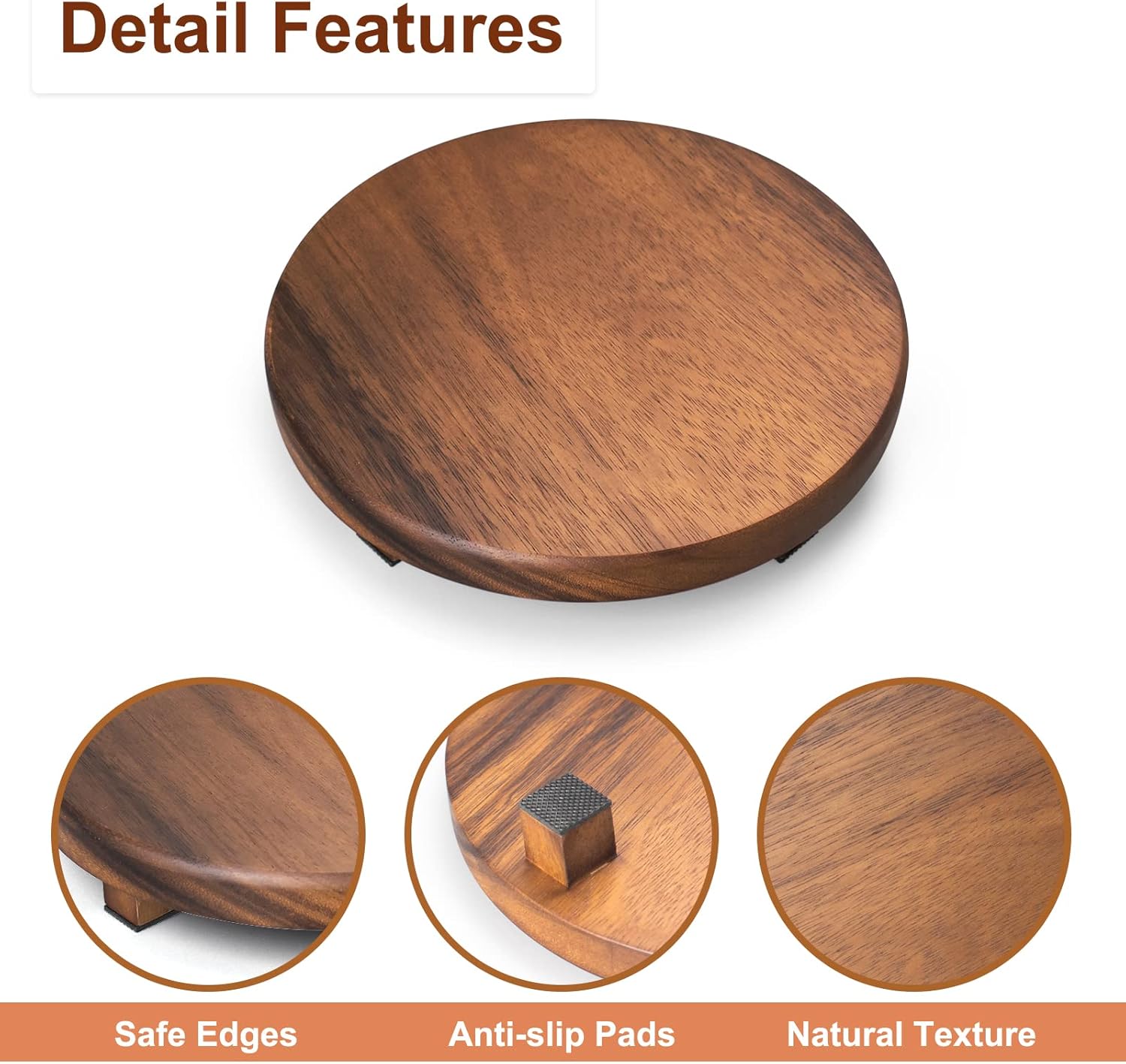 Walnut Wood Pedestal Stand for Kitchen Counter and Decor