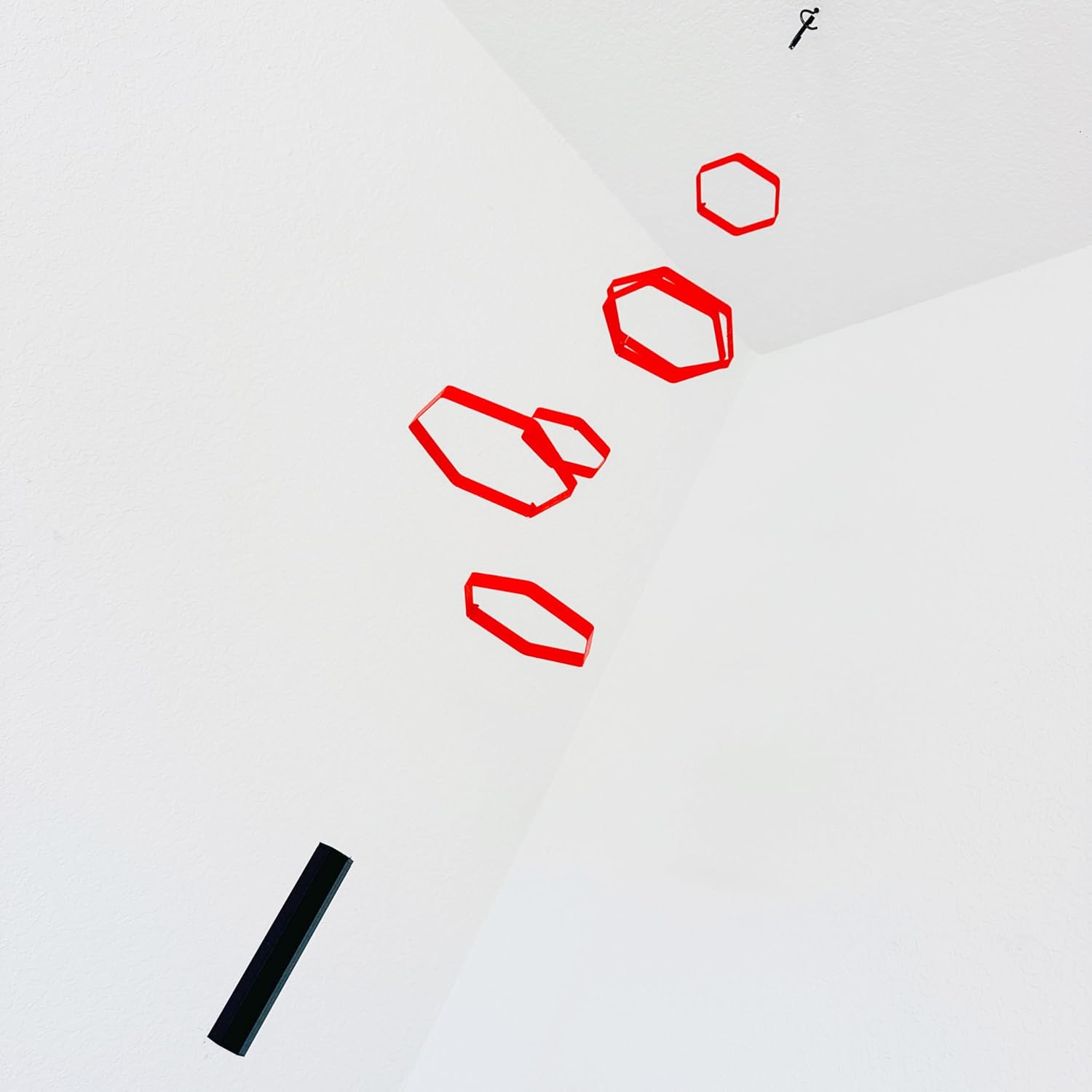 Hex Hanging Mobile Customizable Modern Art in Vibrant Red