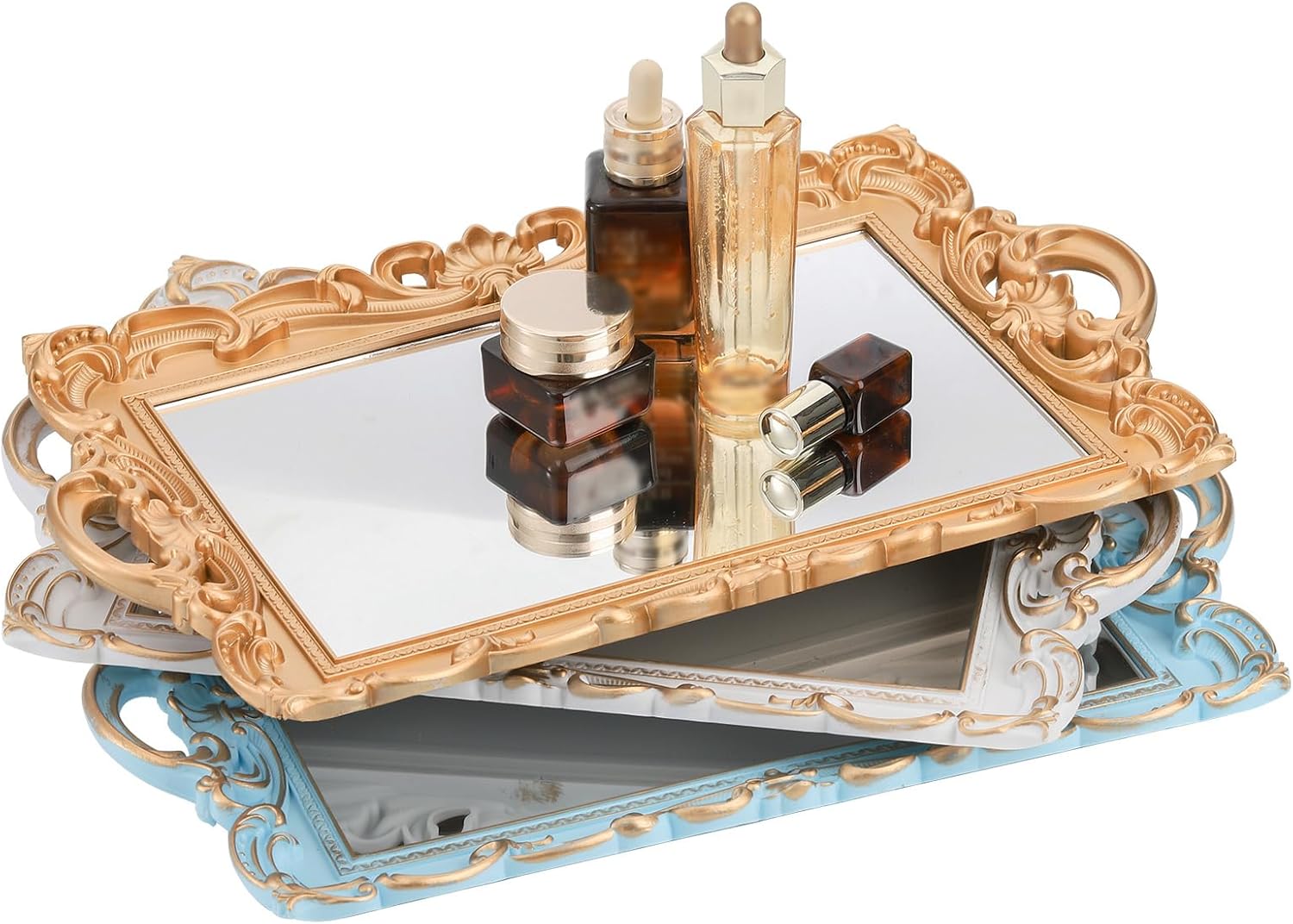 Frcctre 3-Piece Decorative Mirror Tray Set