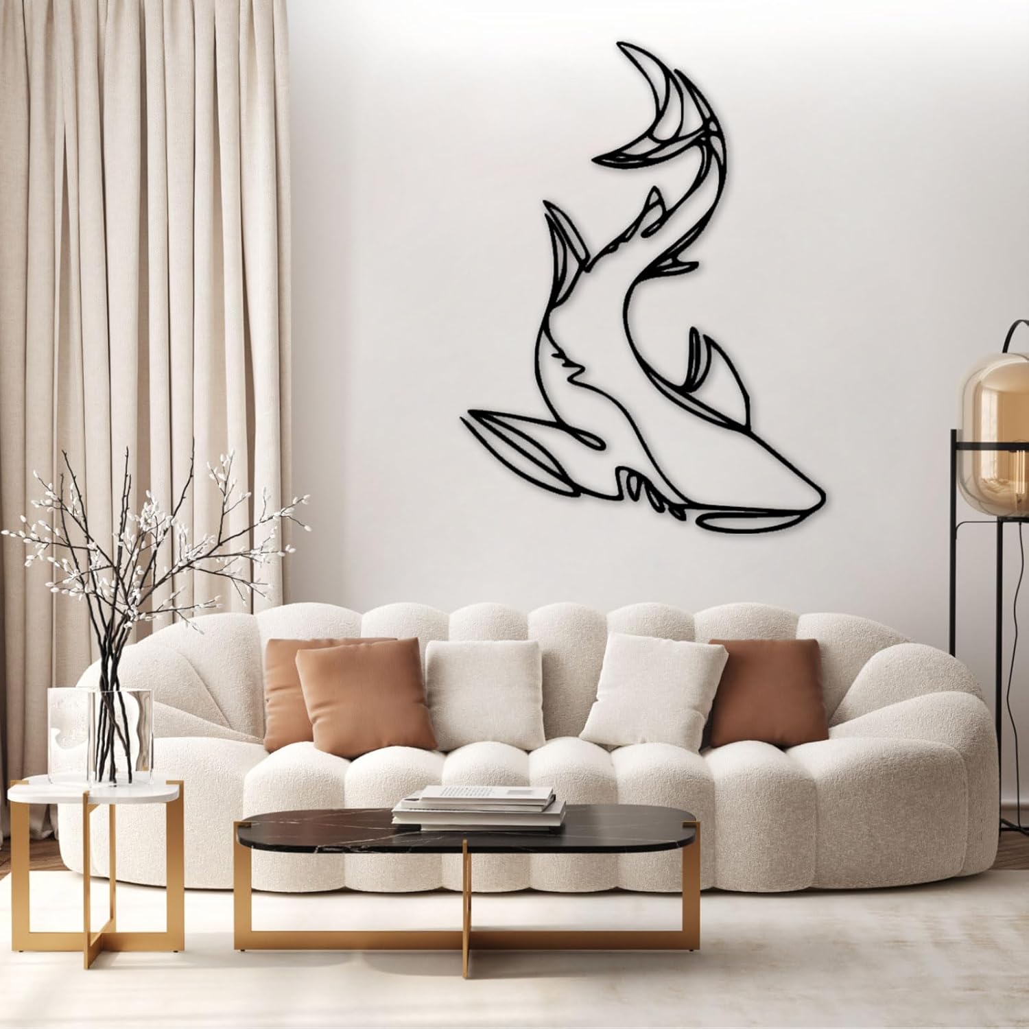 Idadey Shark Metal Wall Decor - Modern Nautical Art