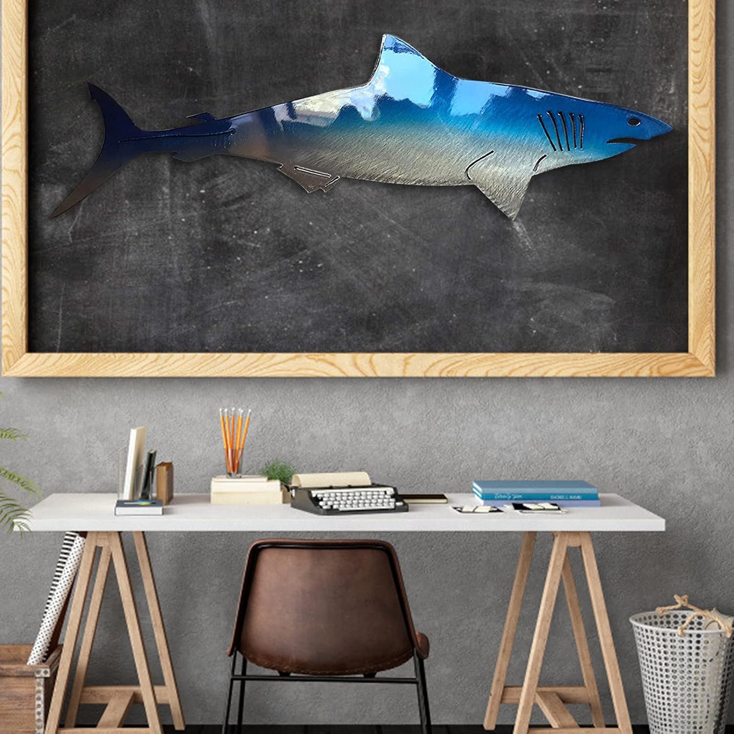 Oceanmapsa Metal Shark Wall Art Decor 20 in