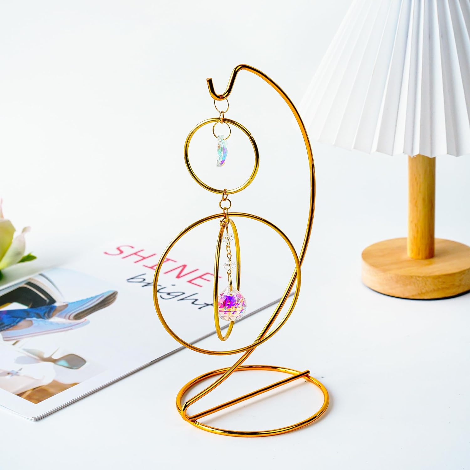 ZEERSHEE 3 Pcs Gold Hanging Display Stand for Decorations