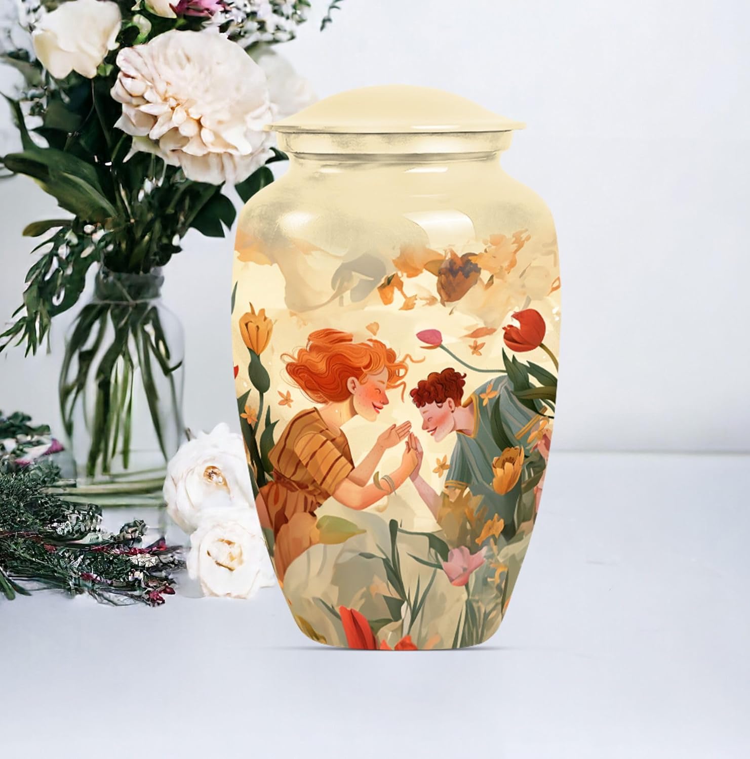 10 Inch Large Velvet Covered Decorative Urn for Ashes