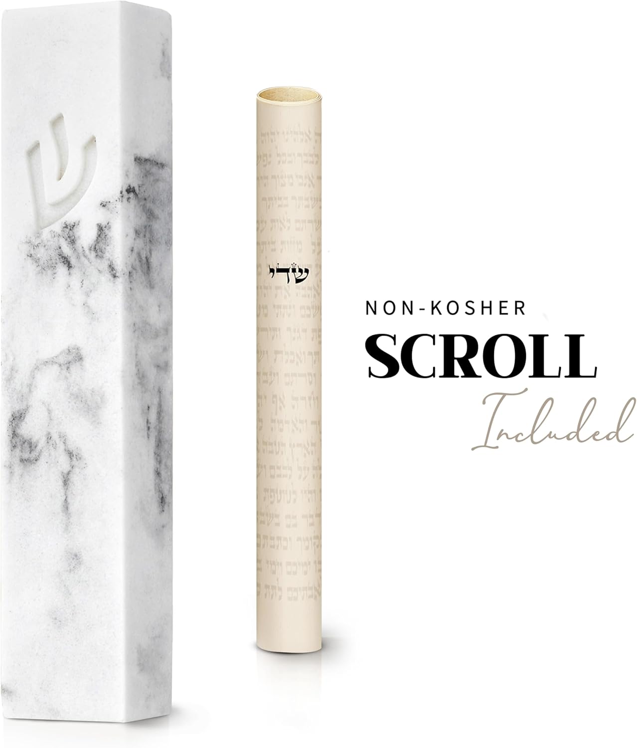 SURI Concrete Mezuzah Door Ornament with Scroll and Gift Box