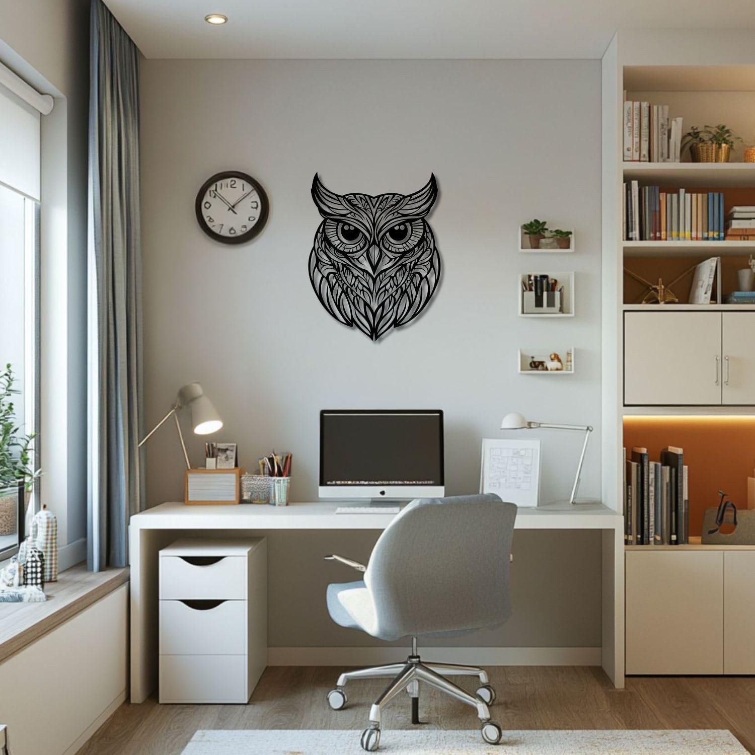Flewfar Metal Wall Art Owl Sculpture