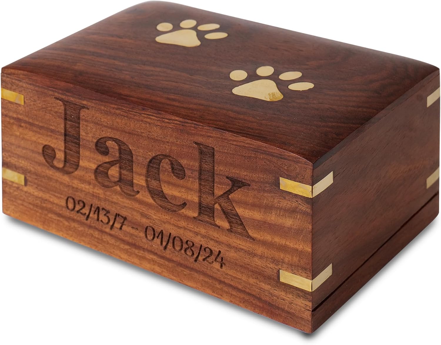 Personalized Rosewood Pet Urn for Dog Ashes