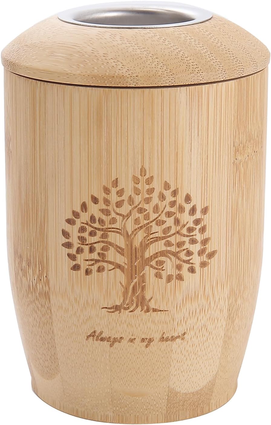 Bamboo Cremation Urn with Candle Holder