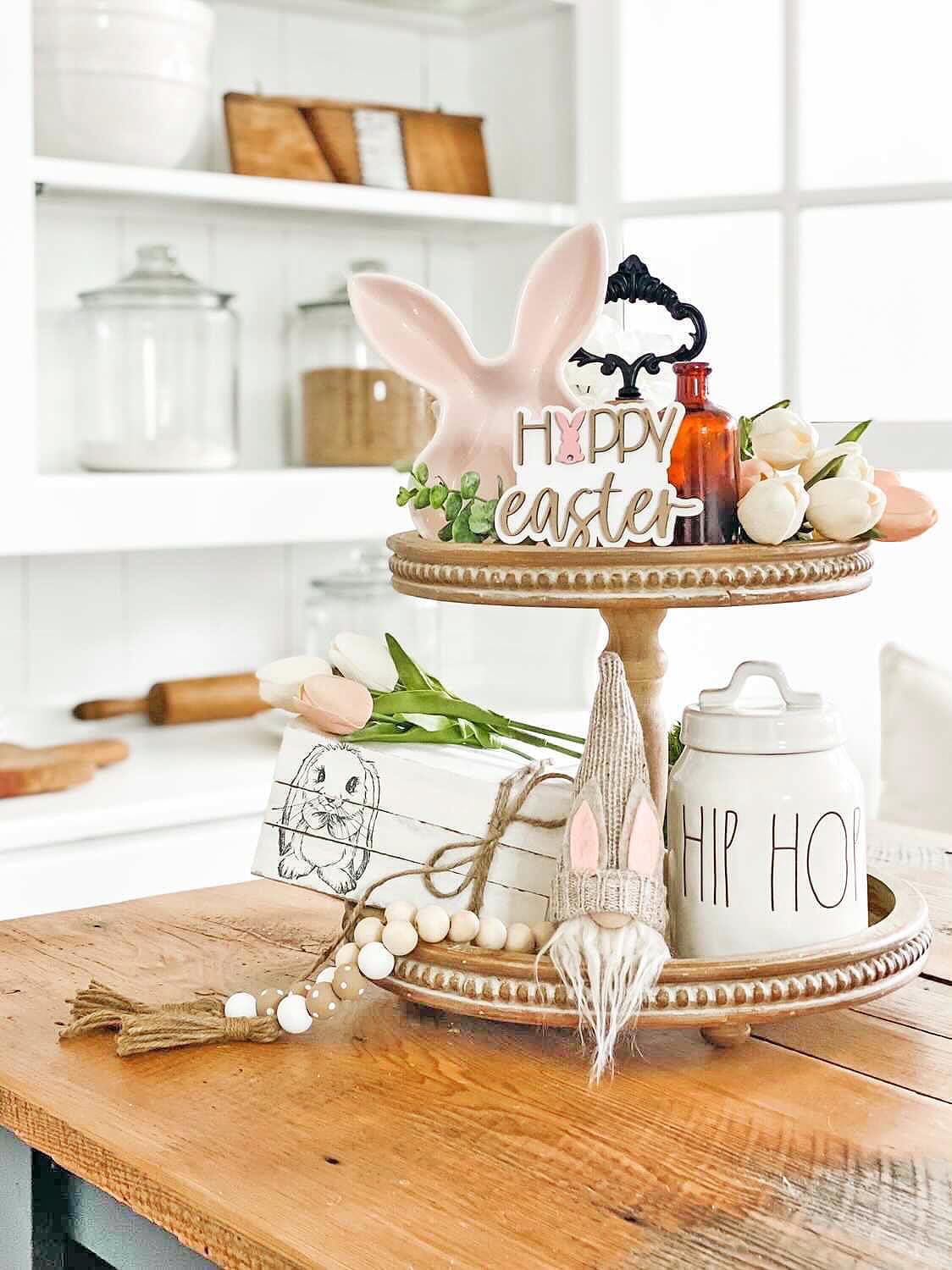 2 Tiered Wooden Serving Stand with Custom Handles