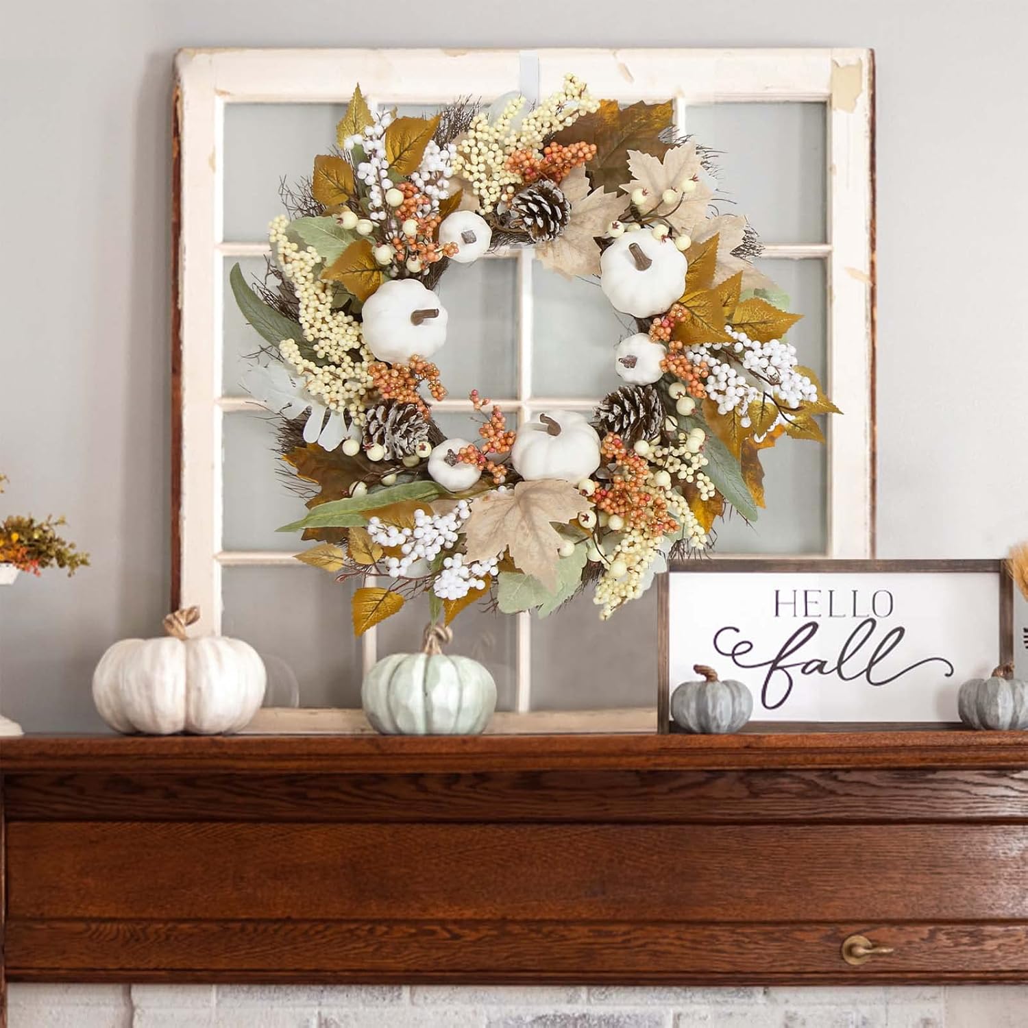 Fall Decor Wreath 18 Inch Handcrafted Autumn Decor