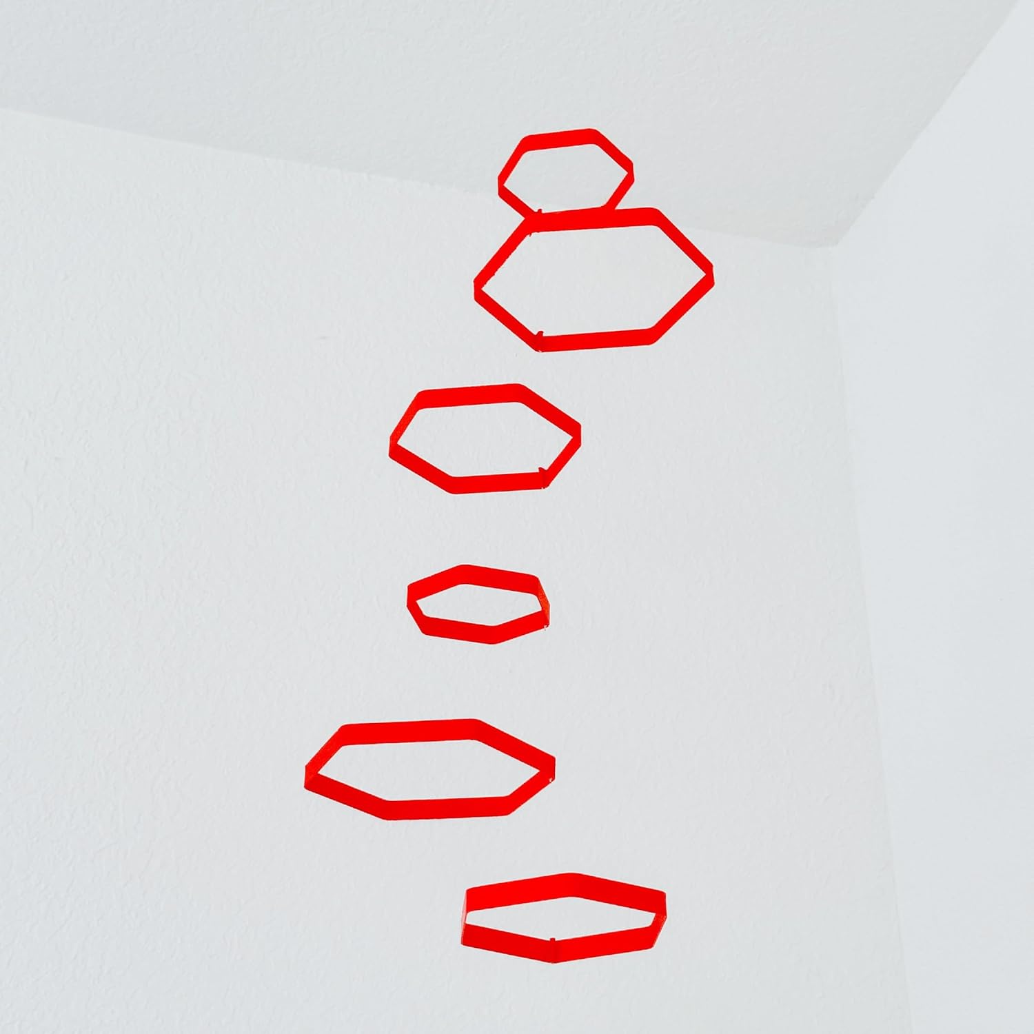 Hex Hanging Mobile Customizable Modern Art in Vibrant Red