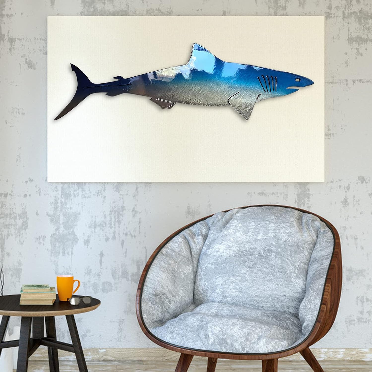 Oceanmapsa Metal Shark Wall Art Decor 20 in