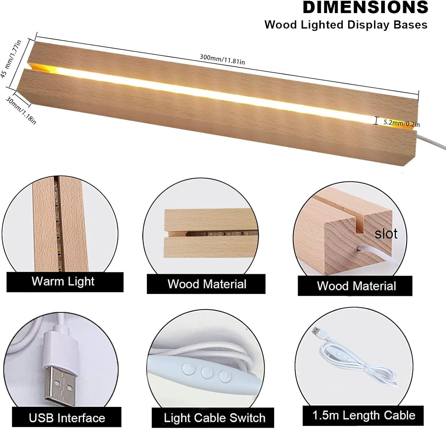 2 Pcs 1181 Inch Wooden LED Light Display Pedestal