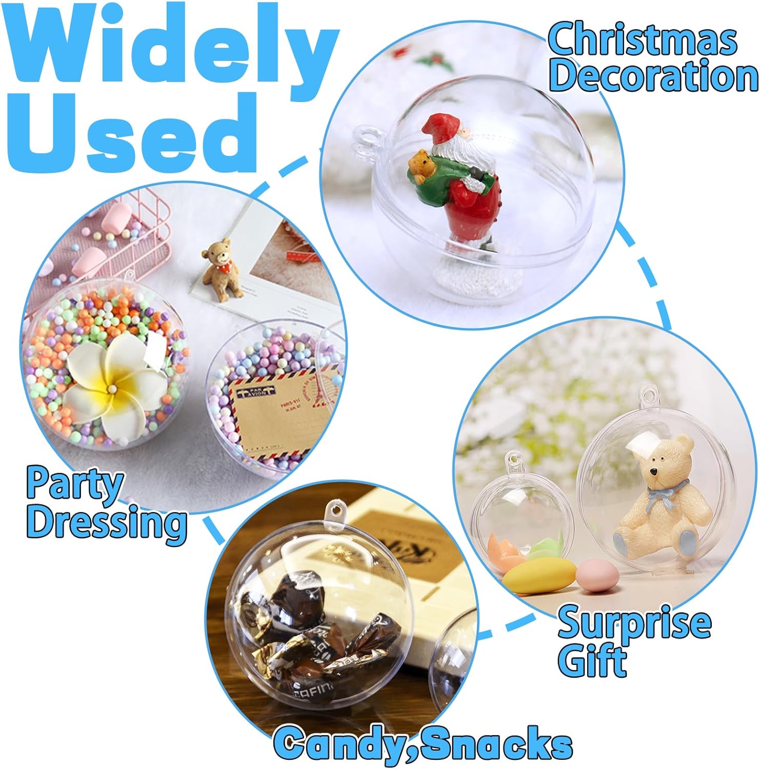 25 Set Clear Plastic Fillable Ornaments for DIY Decor