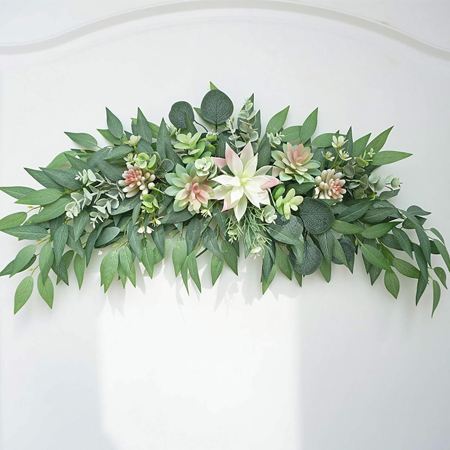 28inch Artificial Succulent Swag Decor with Eucalyptus and Greenery