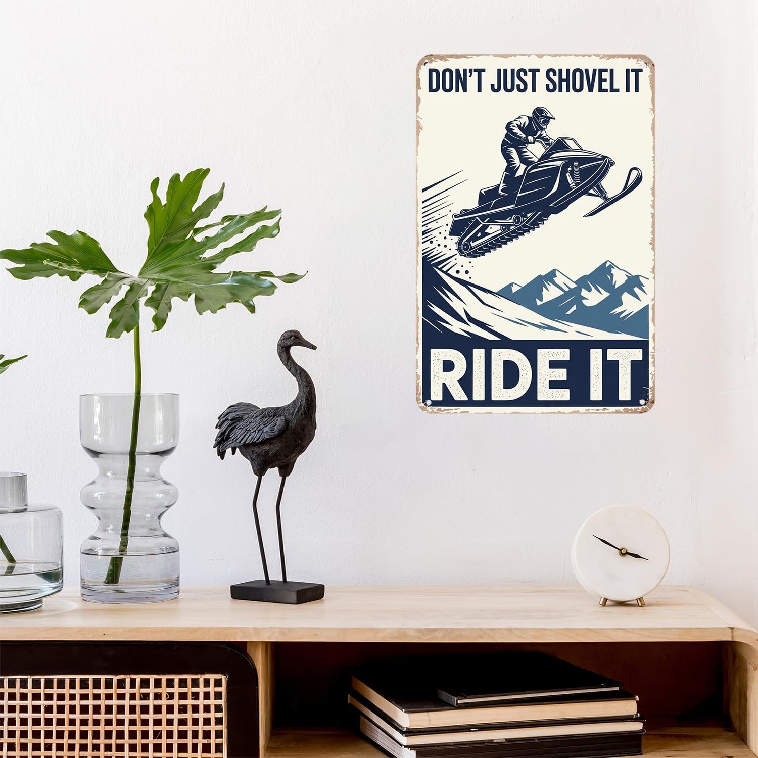 Snowmobile Ride Metal Tin Sign 8x12