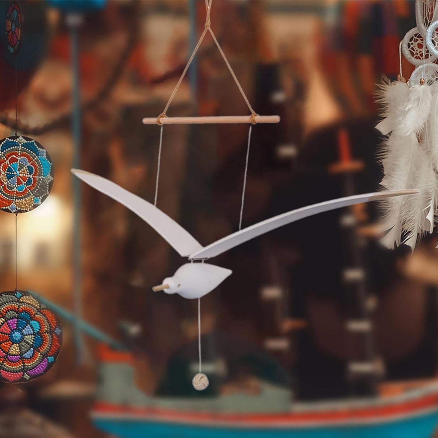 Wooden Seagull Mobile Decor for Home Ceiling