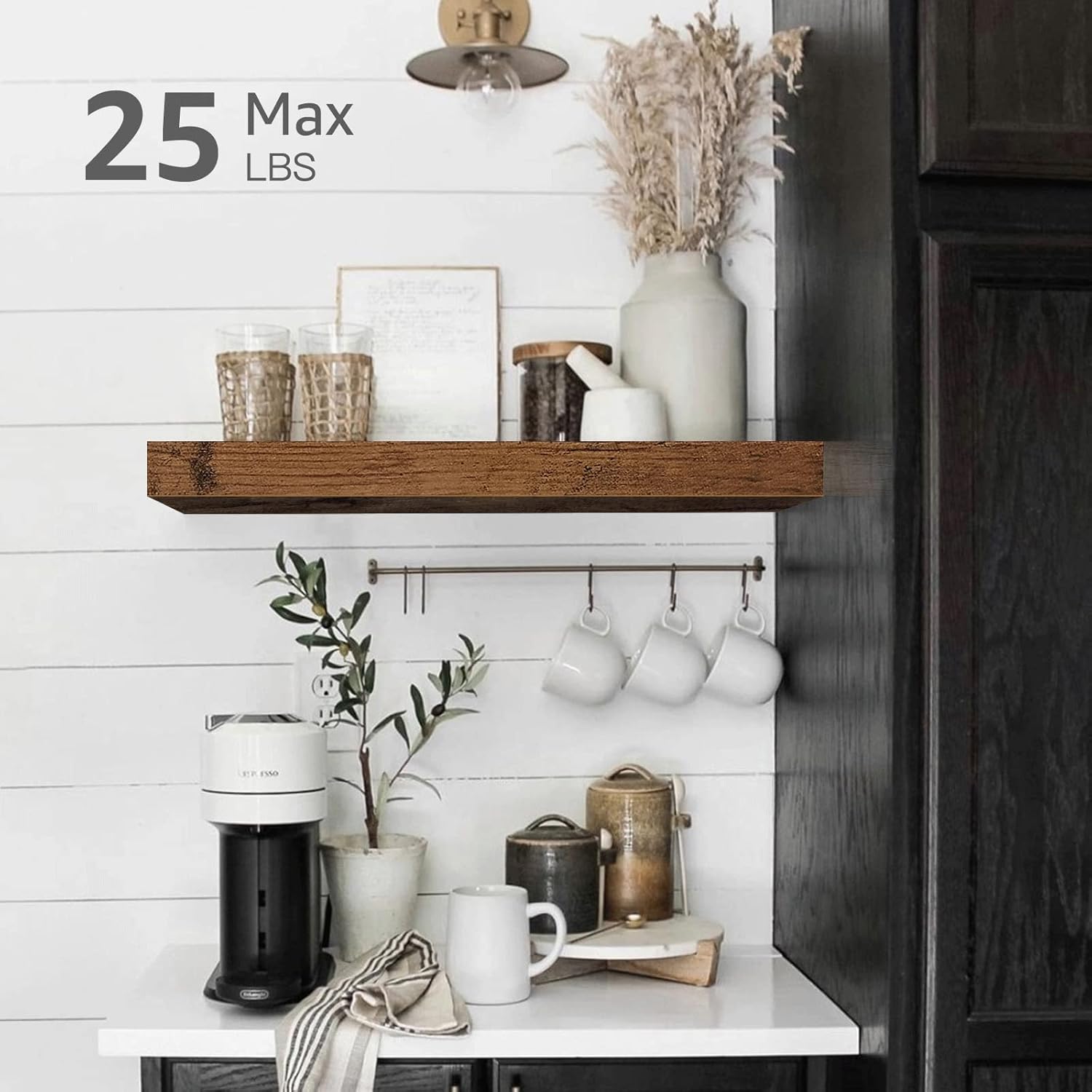 QEEIG 16 Inch Floating Shelf Set Brown