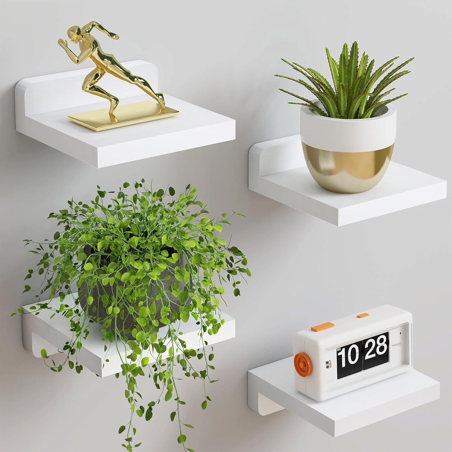 Fixwal Floating Shelves Set of 4 White 5x5 Inches