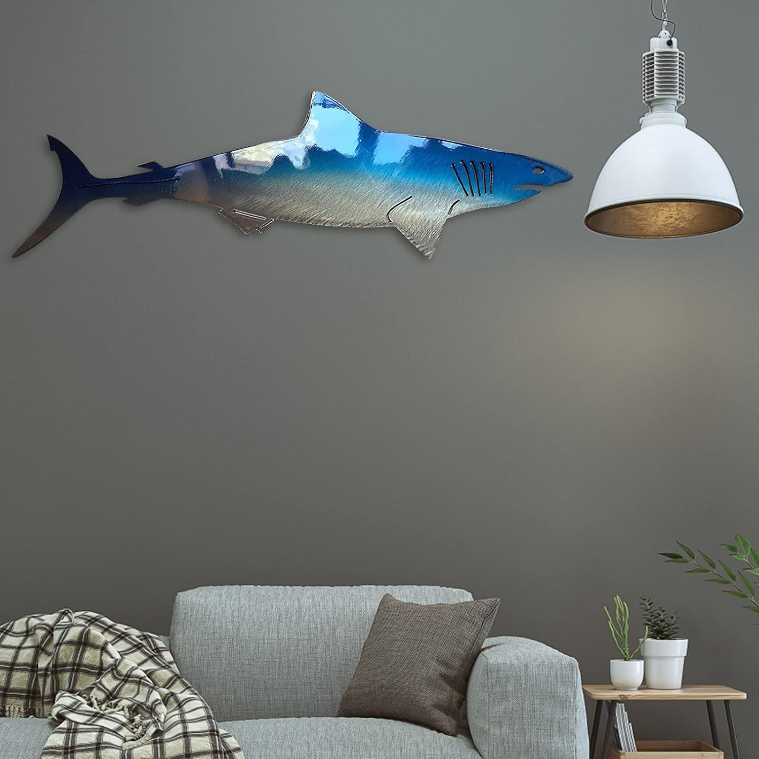 Oceanmapsa Metal Shark Wall Art Decor 20 in