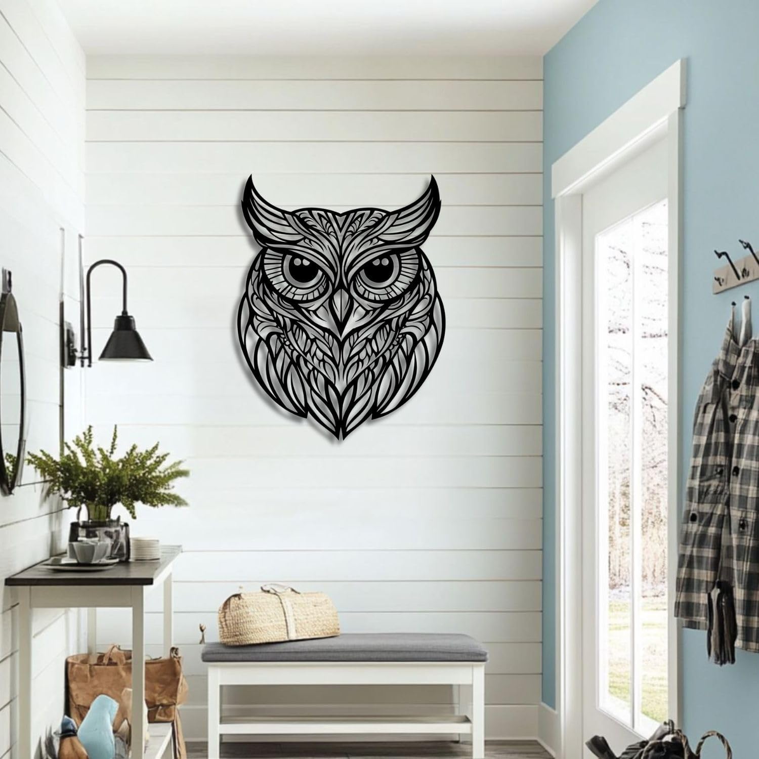 Flewfar Metal Wall Art Owl Sculpture