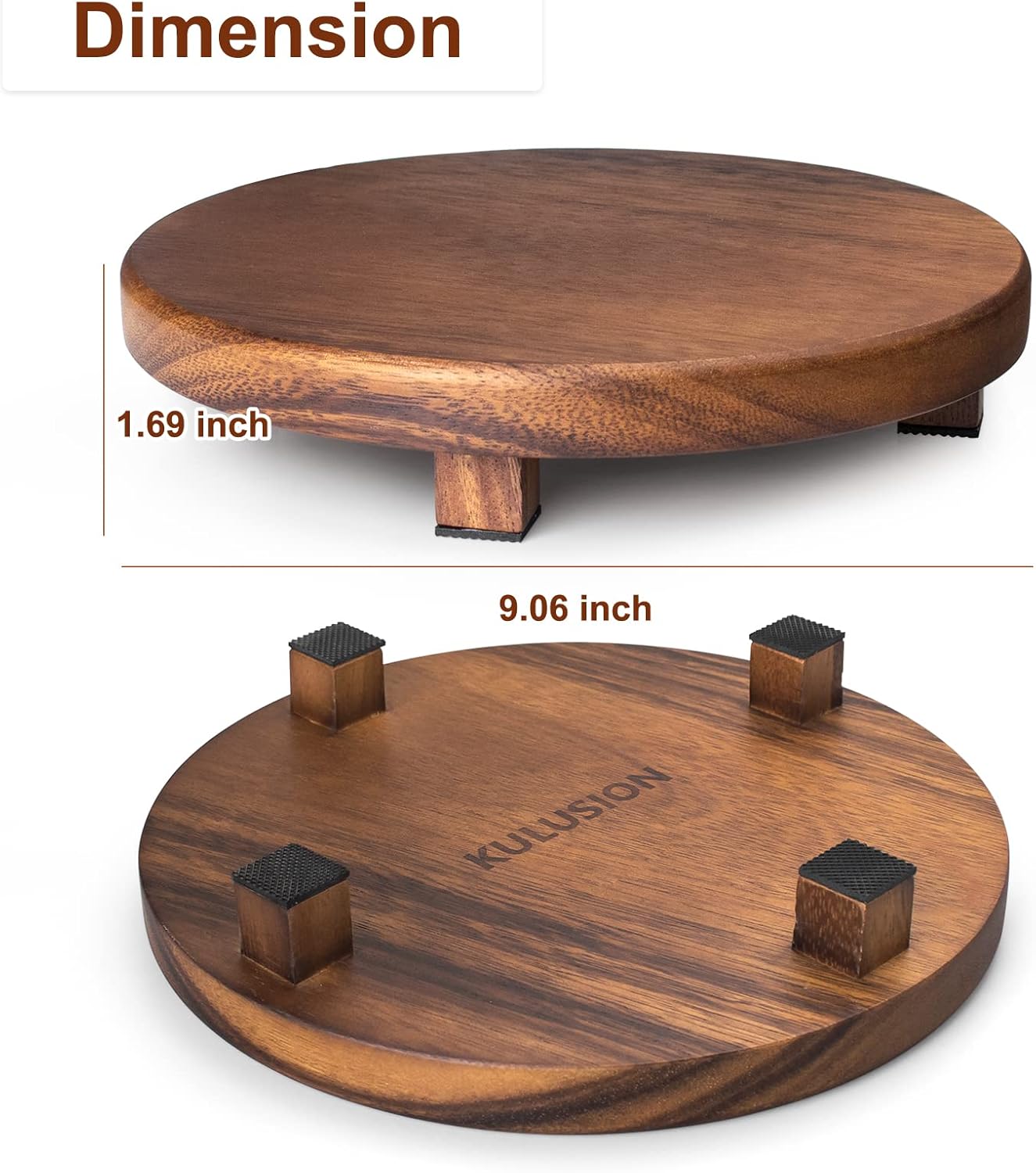 Walnut Wood Pedestal Stand for Kitchen Counter and Decor