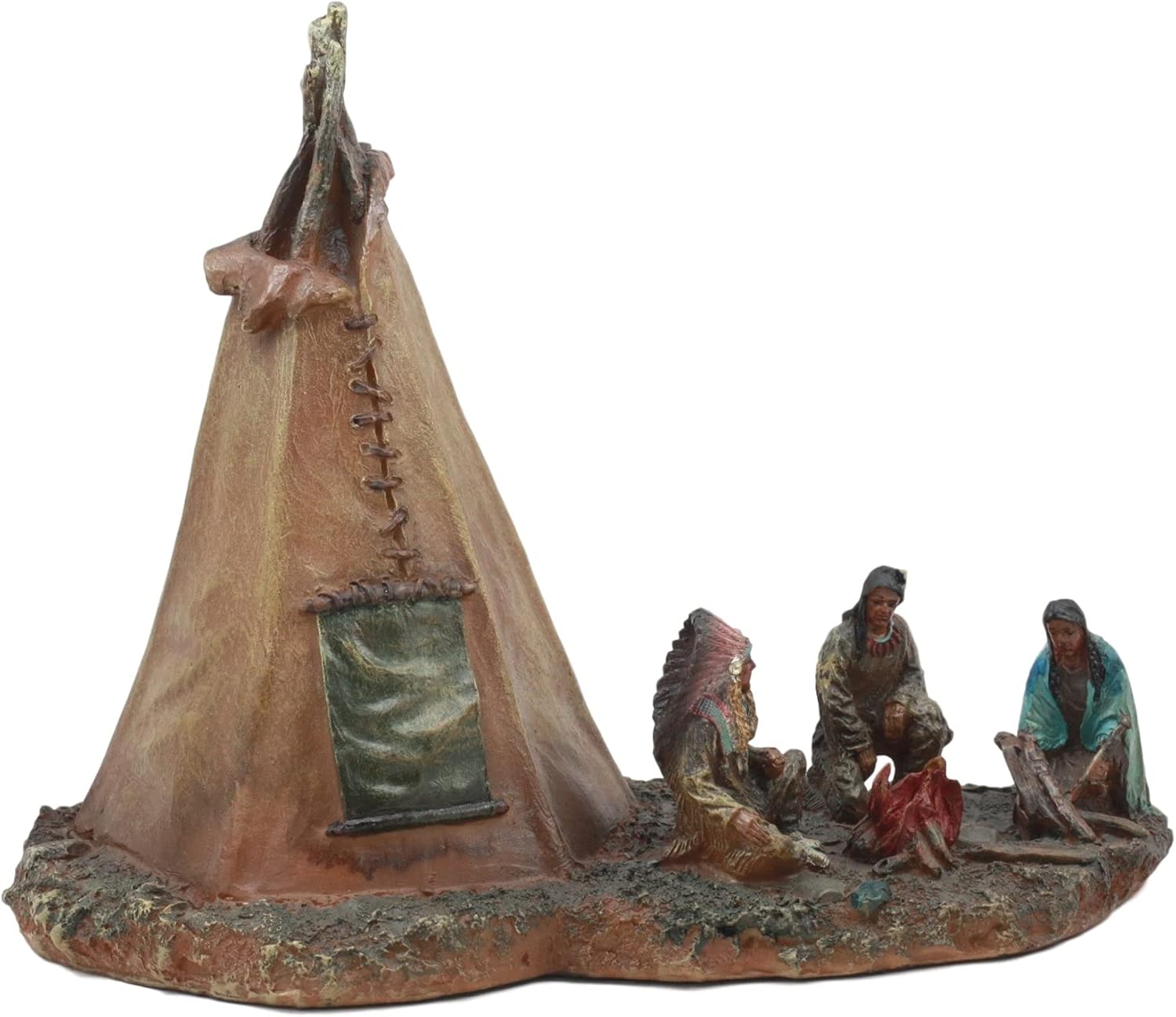 Ebros Gift Tribal Chief Fire Building LED Tipi Statue