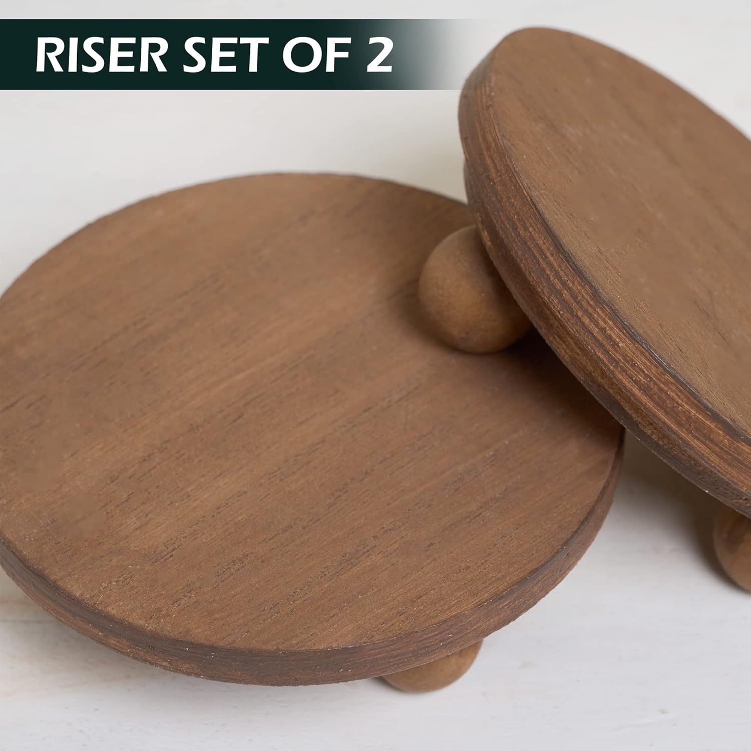 Defined Deco Mini Wood Risers 2 Pack 4 Inch Round