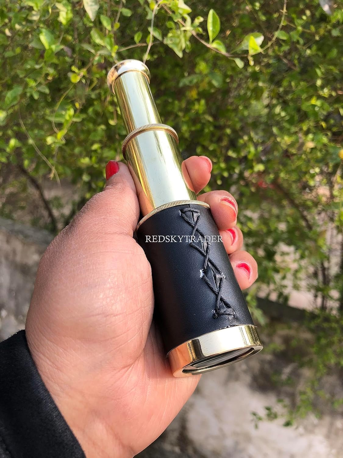 6 Handheld Brass Telescope with Wooden Box Pirate Navigation Mini Spyglass Collapsible