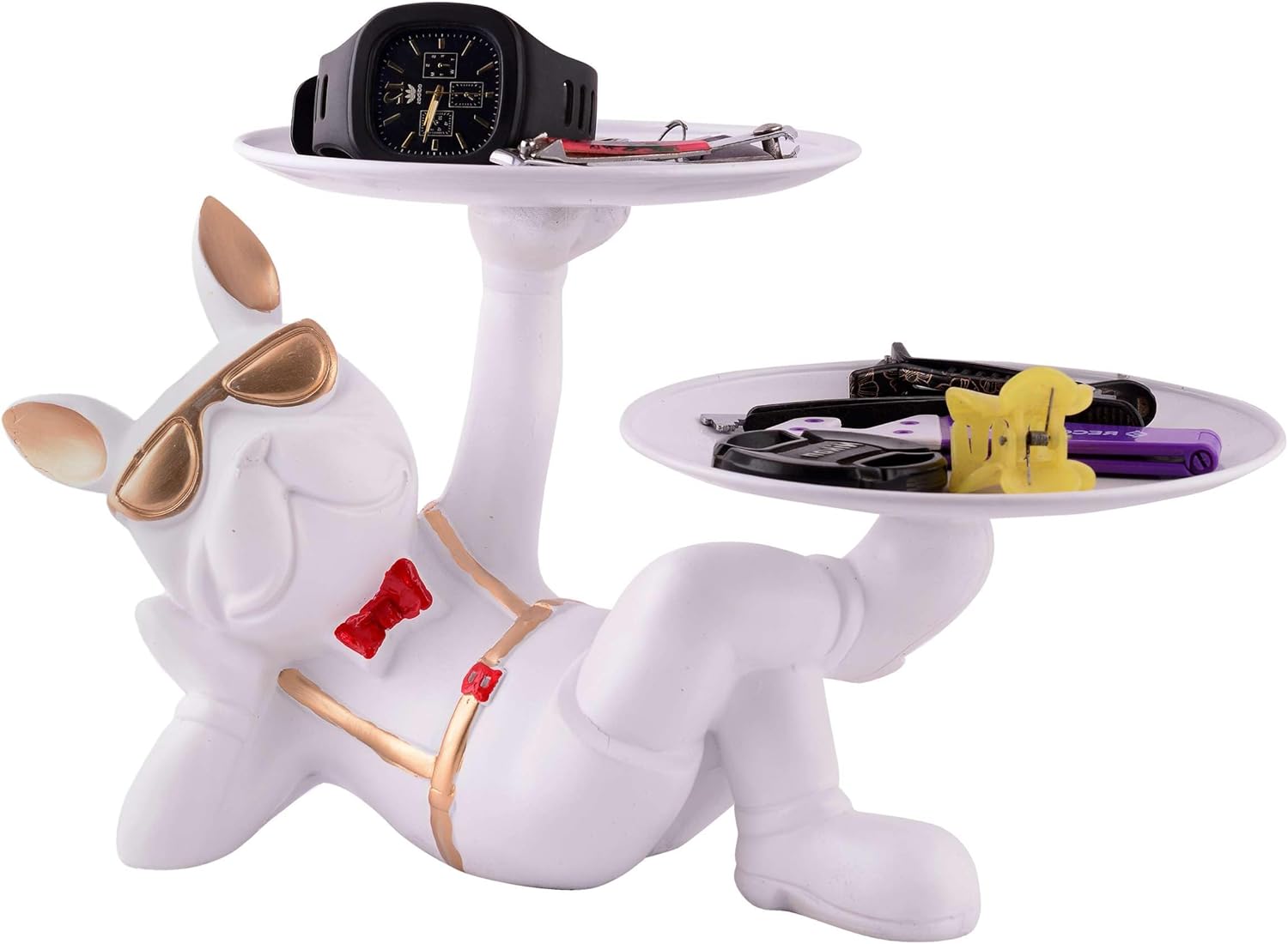 Cool Dog Statue with Plate for Home Decor